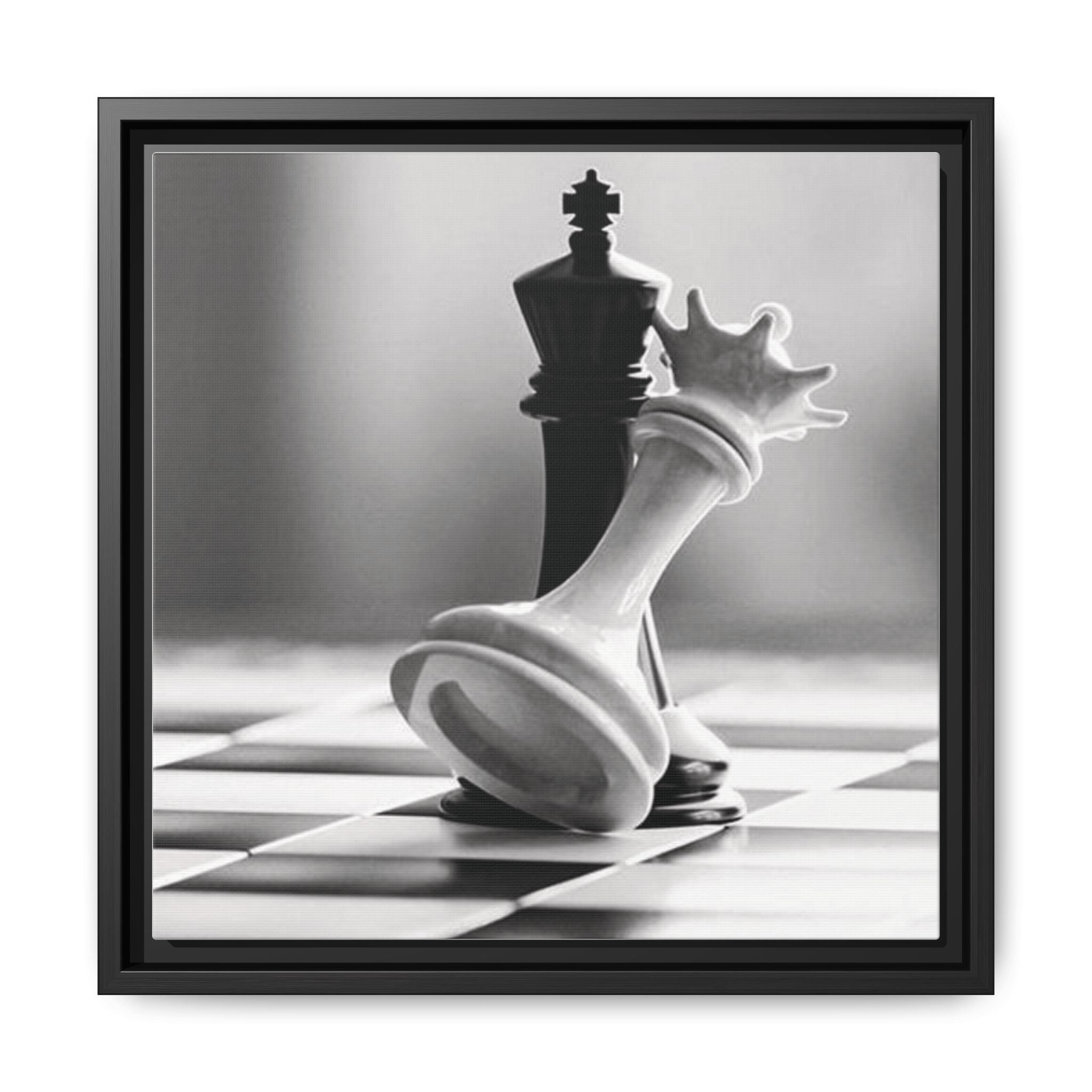 Chess King and Fallen Queen Matte Canvas Framed Wall Art