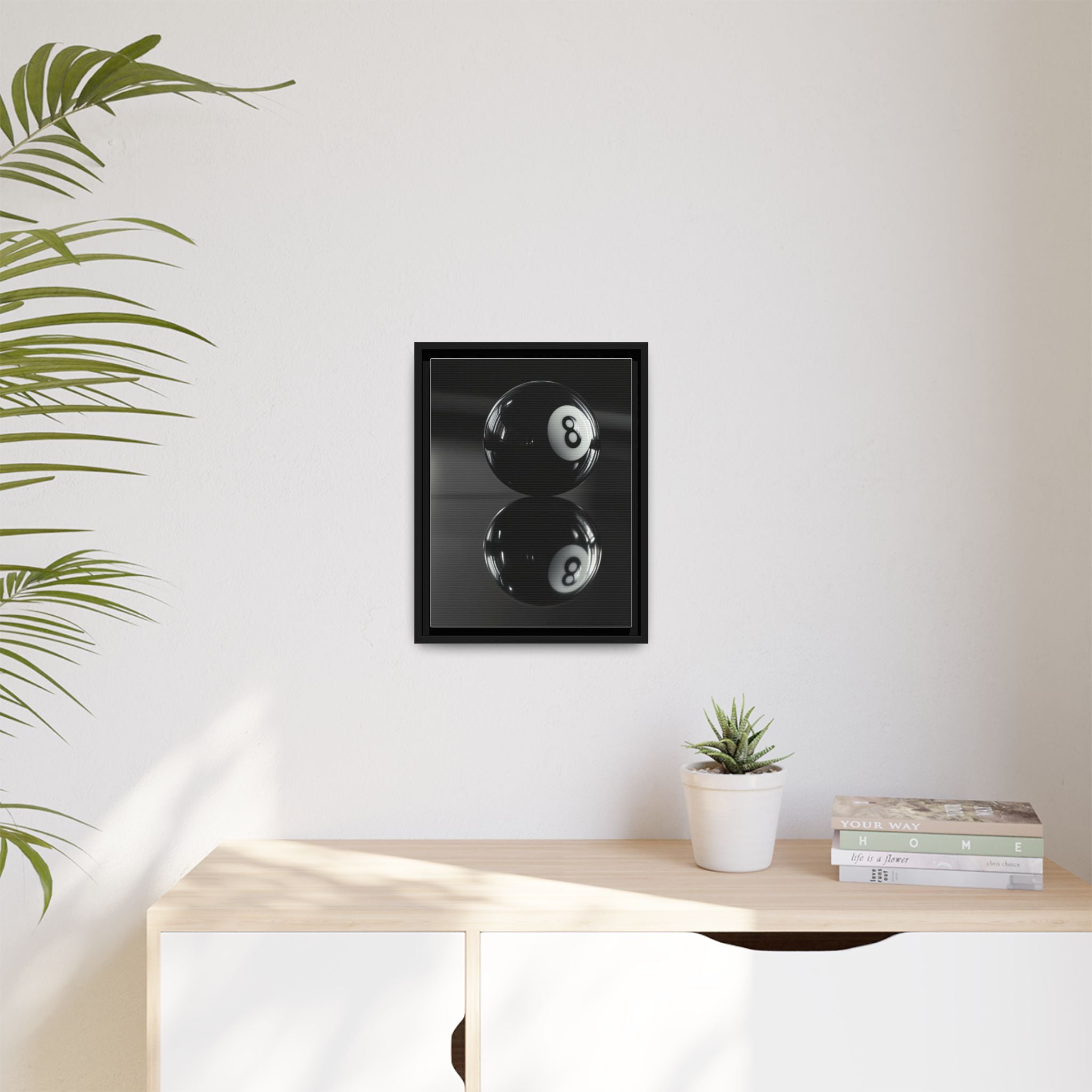 Eight Ball Reflection Matte Framed Canvas Print