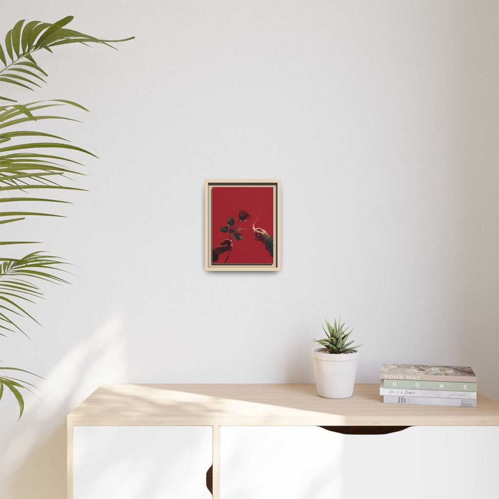 Red Rose & Lighter Minimalist Wall Print