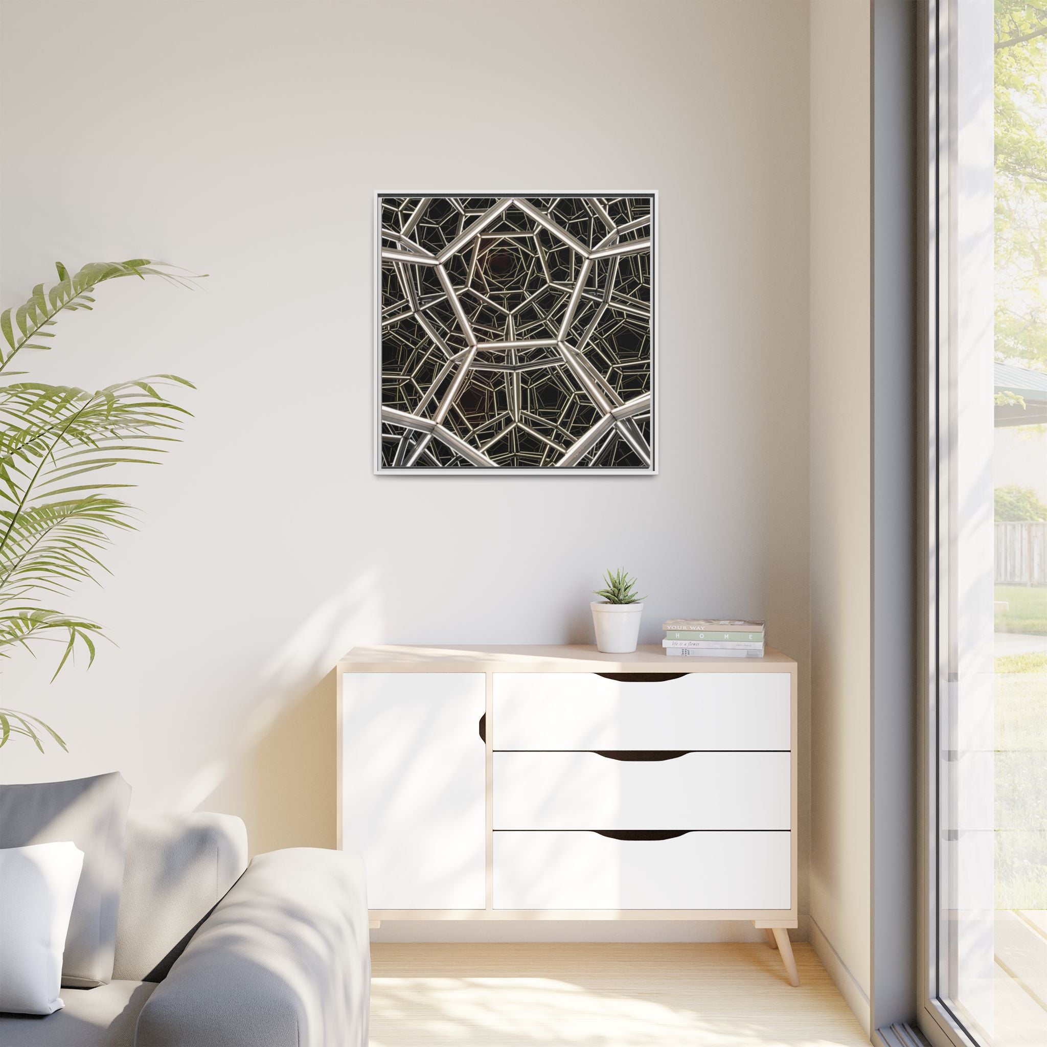 Framed Wall Art Print, Modern Geometric Canvas, Abstract Home Decor, Unique Gift, Stylish Office Art, Contemporary Room Decor