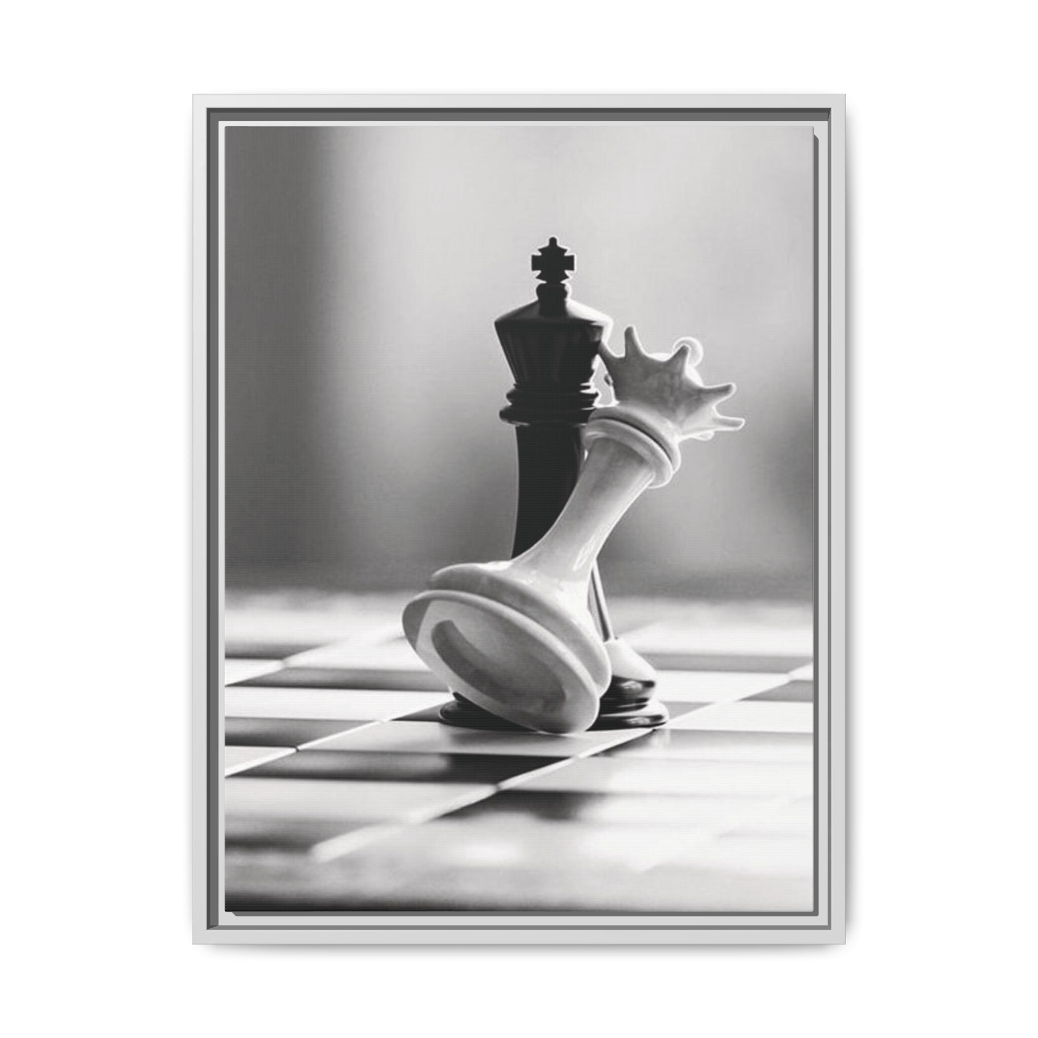 Chess King and Fallen Queen Matte Canvas Framed Wall Art