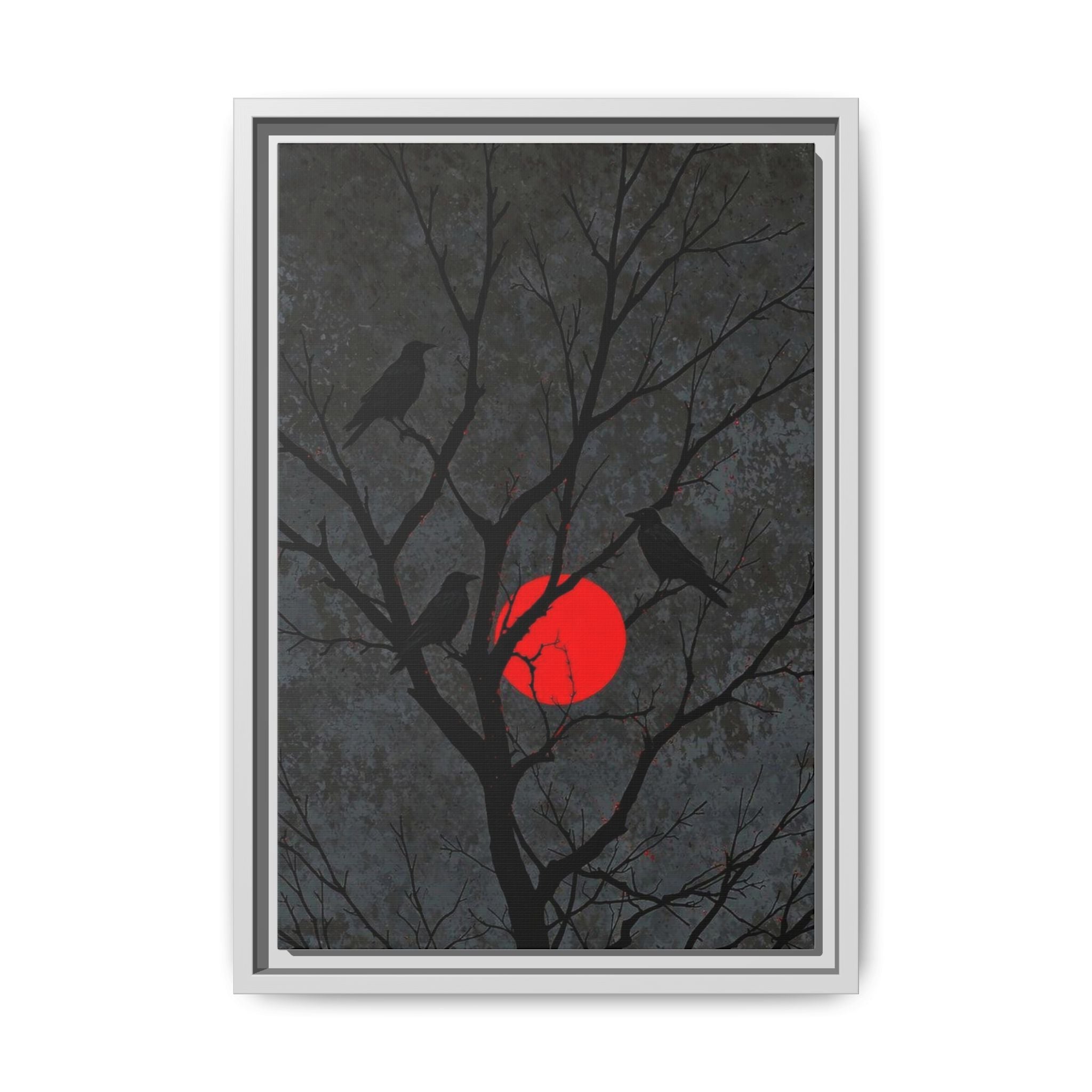 Red Moon Crows Silhouette