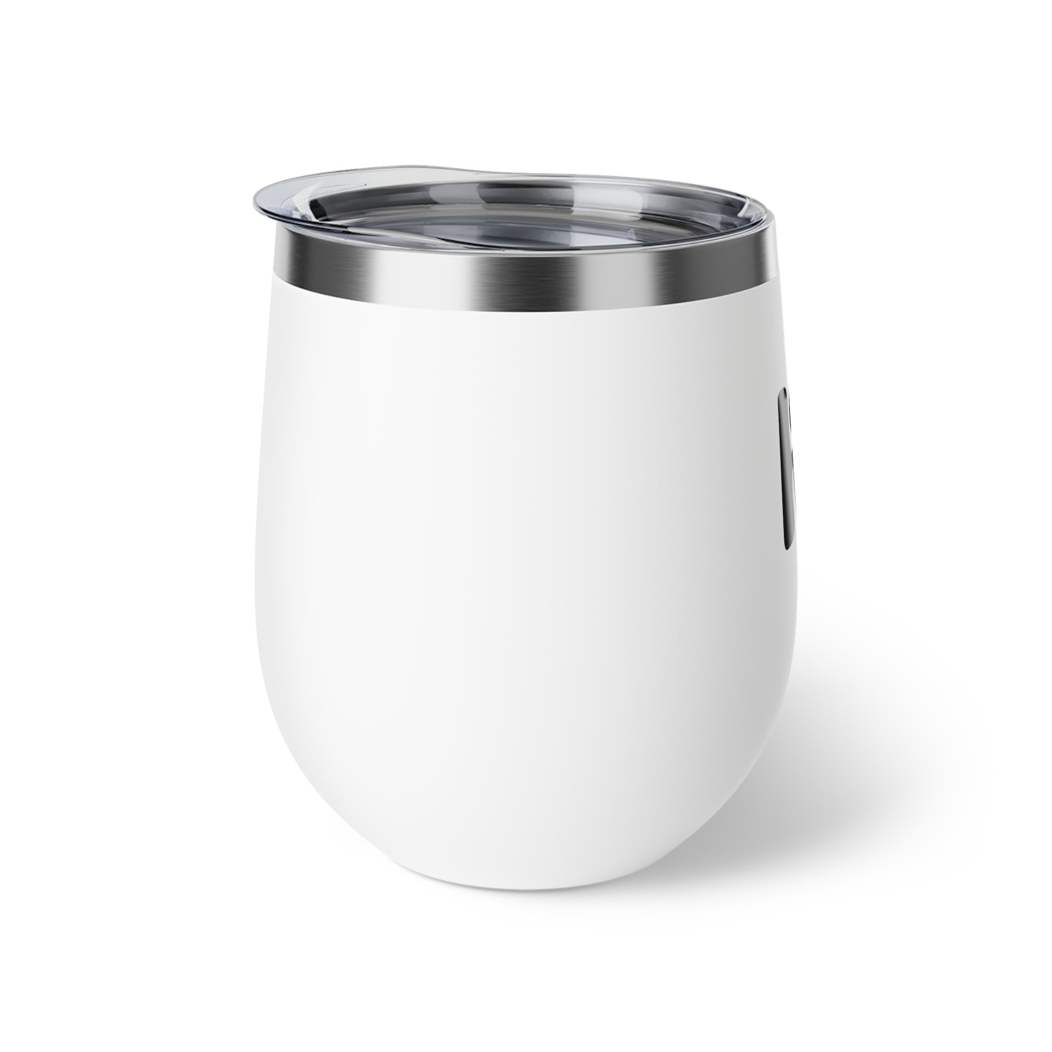 Insulated Wine Tumbler — Matte Black Copper Vacuum 12oz with Rainbow Dot Logo