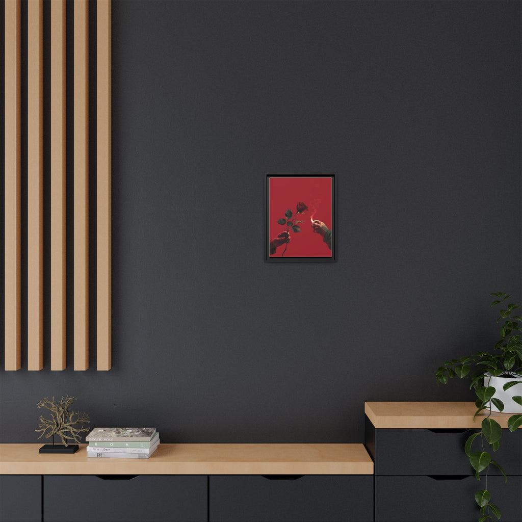 Red Rose & Lighter Minimalist Wall Print