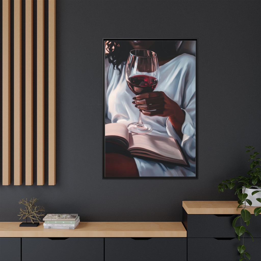 Woman Reading with Wine Glass (Cozy Evening Wall Decor)