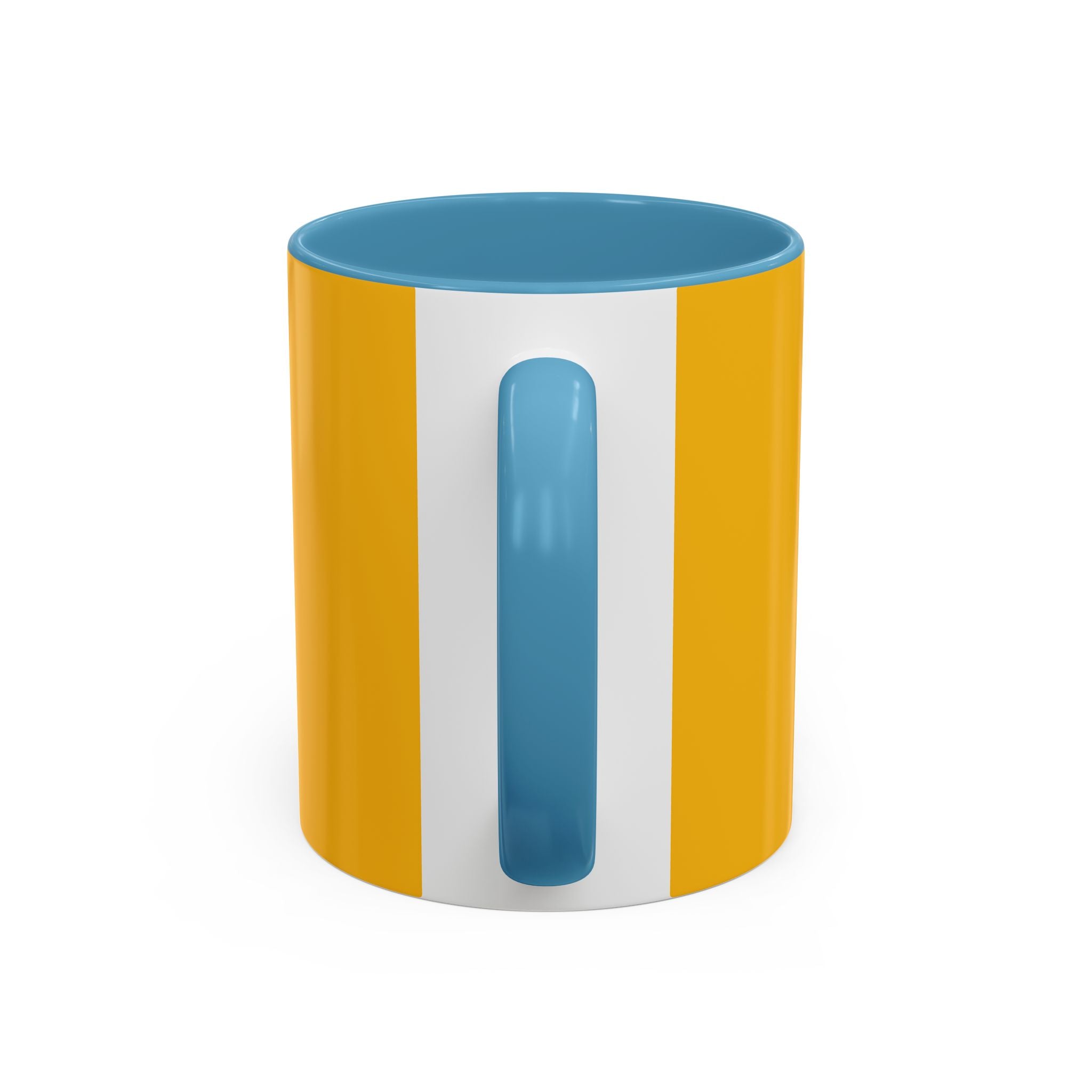 Retro Bold 'k' Accent Coffee Mug — Yellow & Red Graphic Ceramic