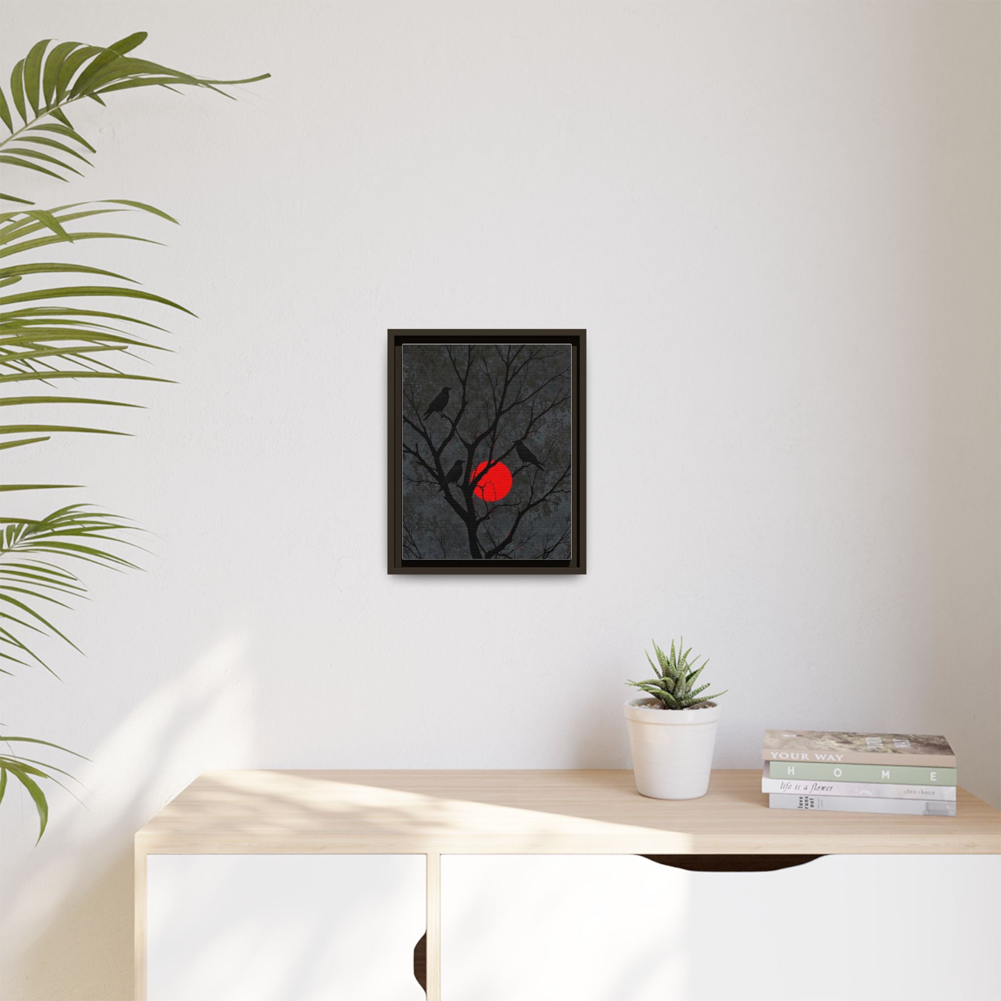 Red Moon Crows Silhouette