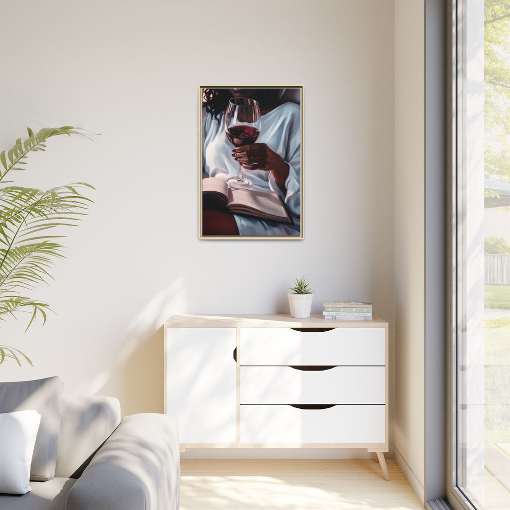 Woman Reading with Wine Glass (Cozy Evening Wall Decor)