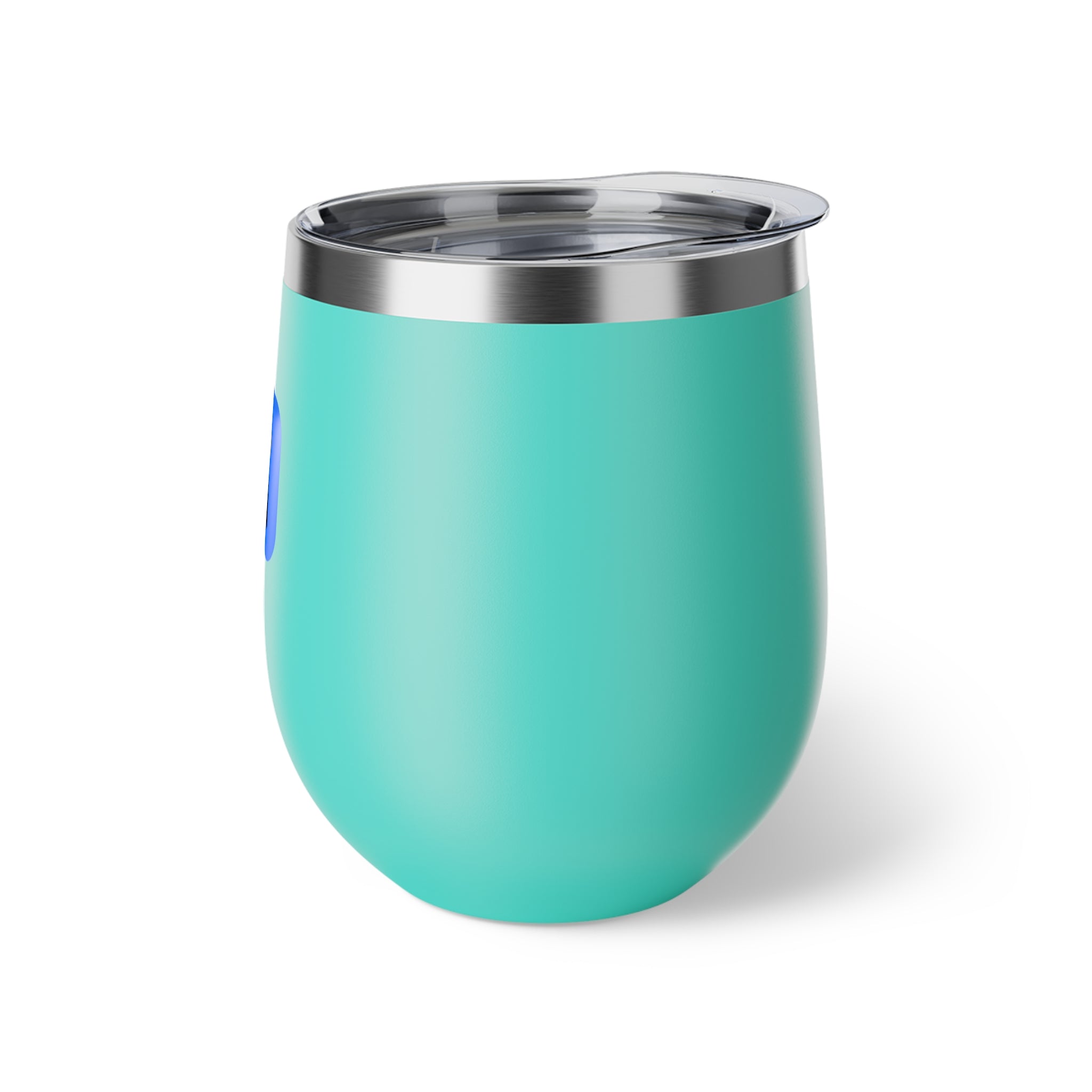 12oz Insulated Wine Tumbler — Turquoise Copper Vacuum Cup with Minimalist Logo