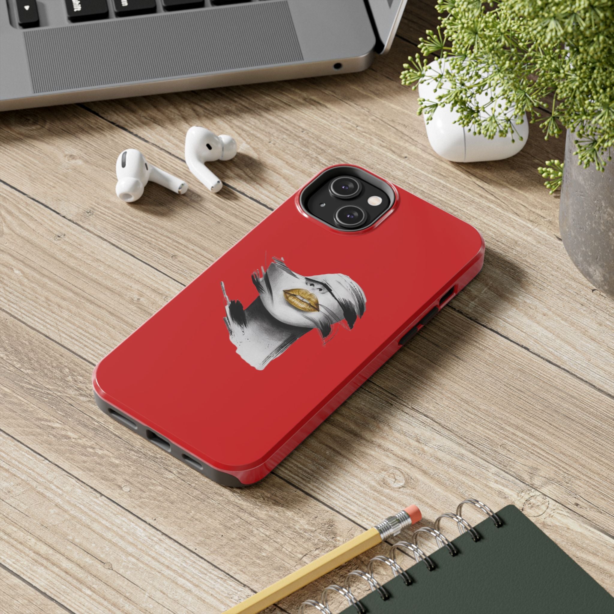 Red Abstract Lips Tough Phone Case — Bold Art Phone Cover for iPhone & Android