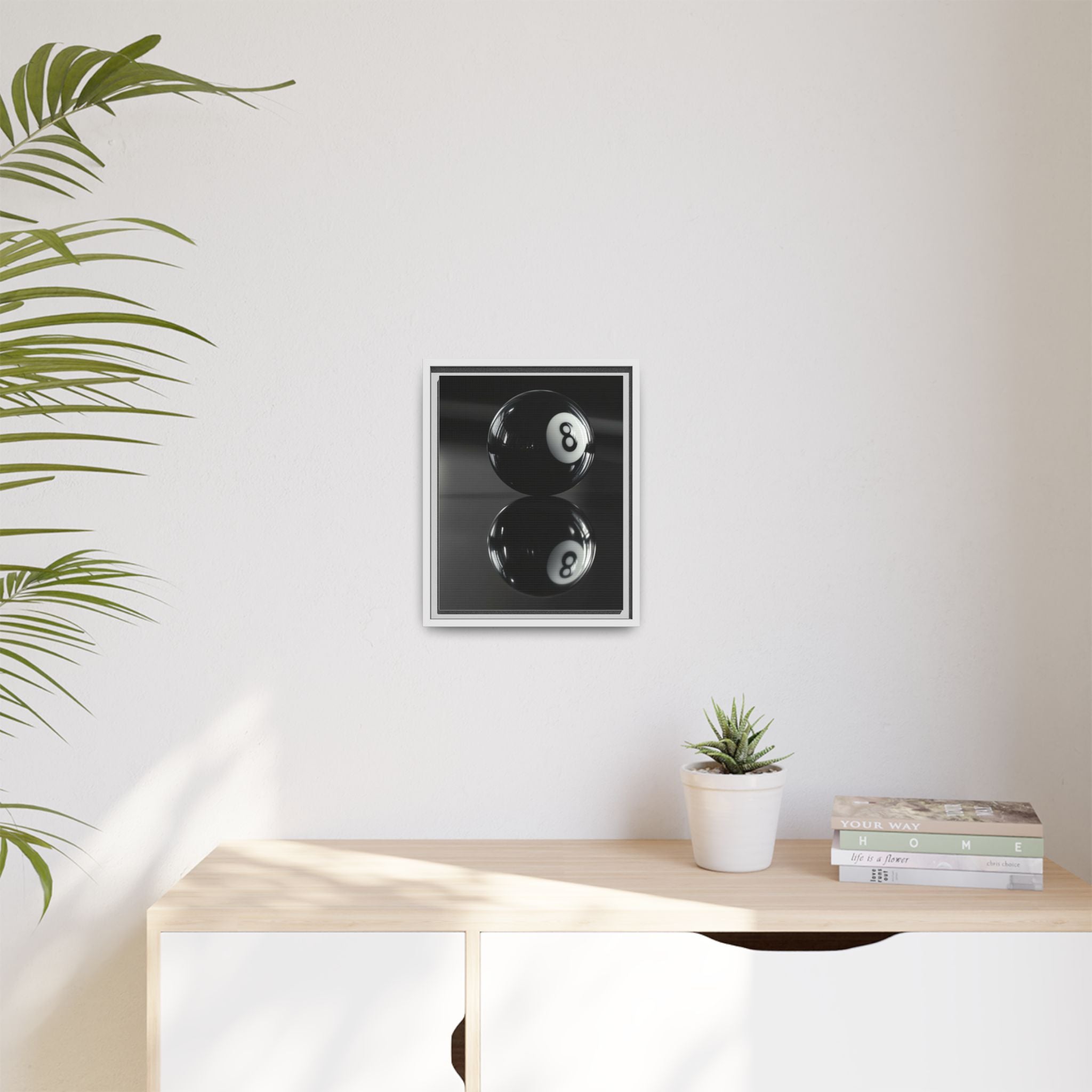 Eight Ball Reflection Matte Framed Canvas Print