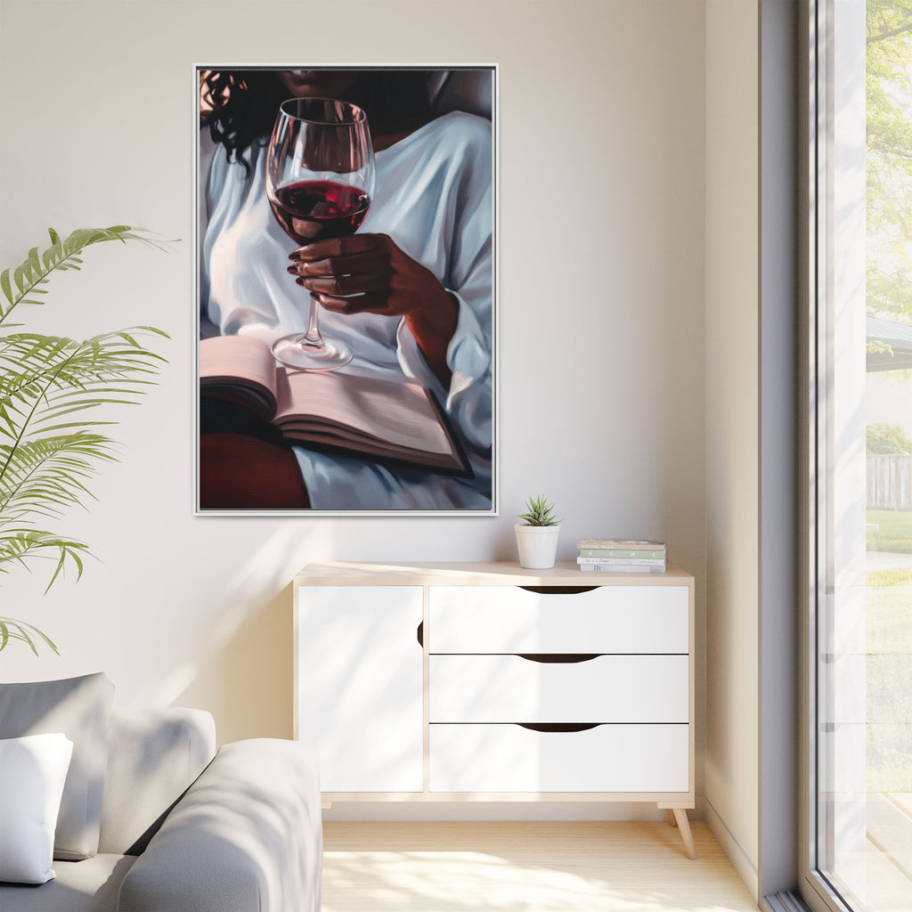 Woman Reading with Wine Glass (Cozy Evening Wall Decor)