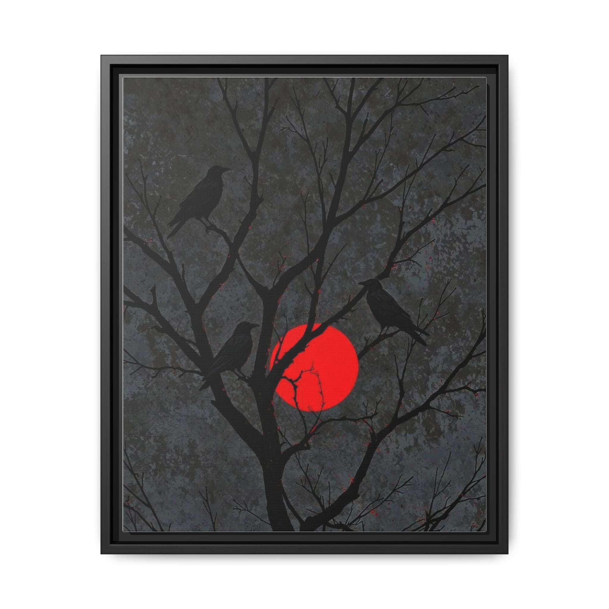 Red Moon Crows Silhouette
