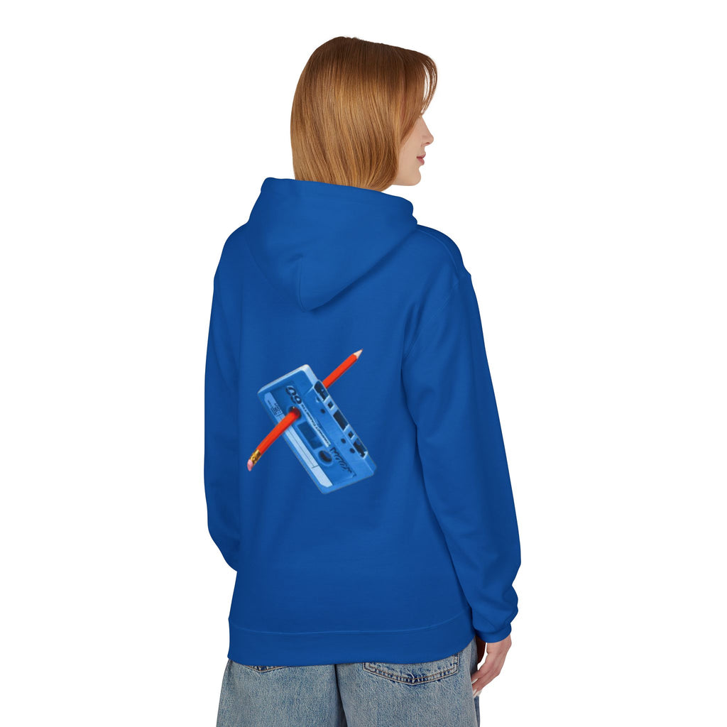 Blue Cassette Tape with Pencil Hoodie | Retro Music 80s 90s