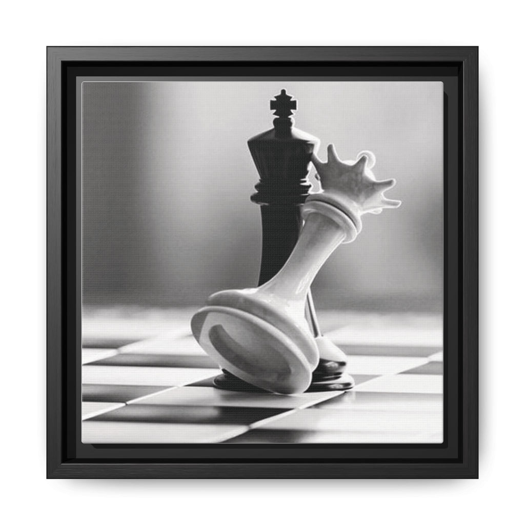 Chess King and Fallen Queen Matte Canvas Framed Wall Art