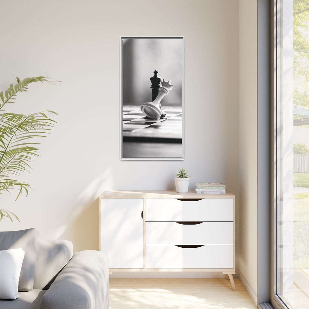 Chess King and Fallen Queen Matte Canvas Framed Wall Art