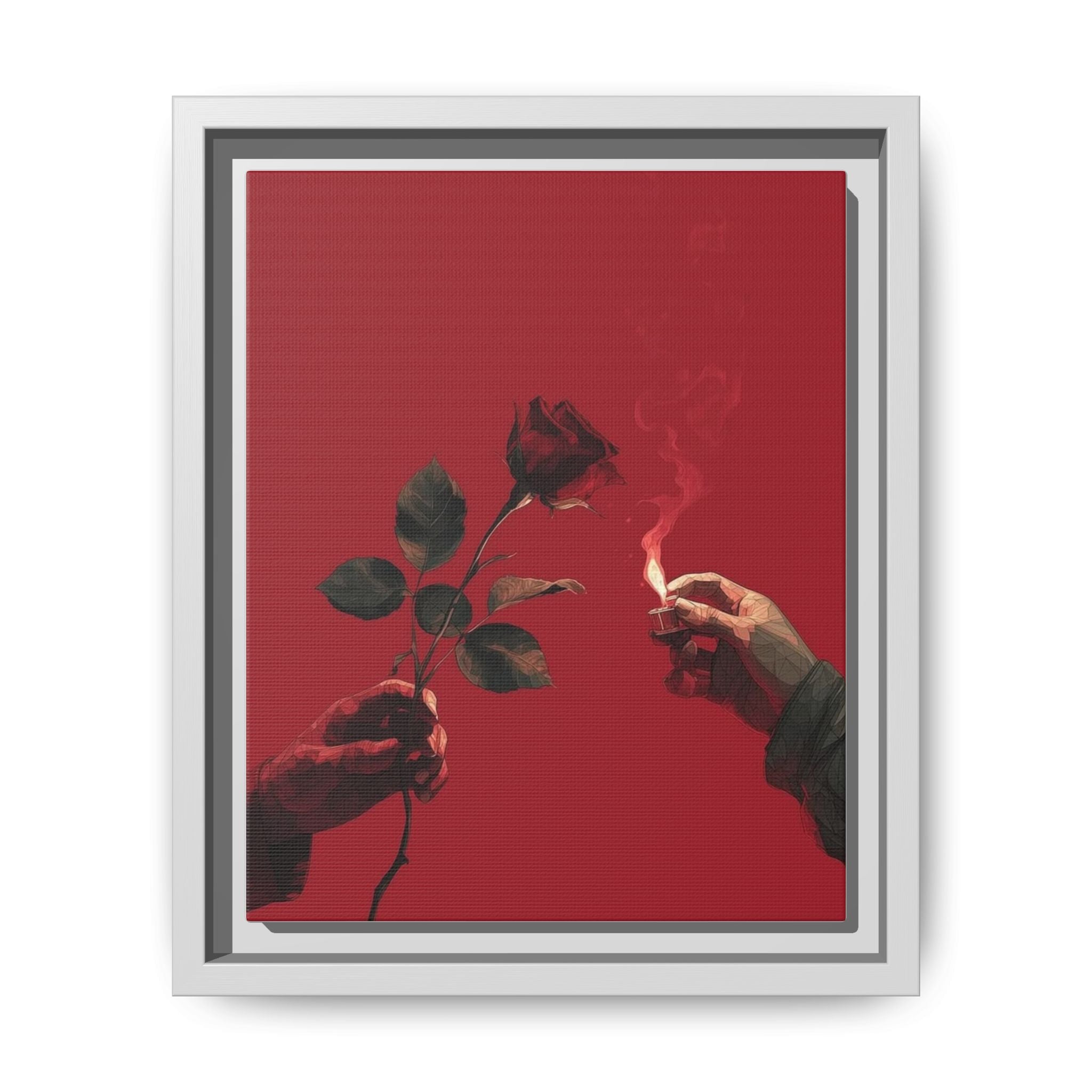 Red Rose & Lighter Minimalist Wall Print