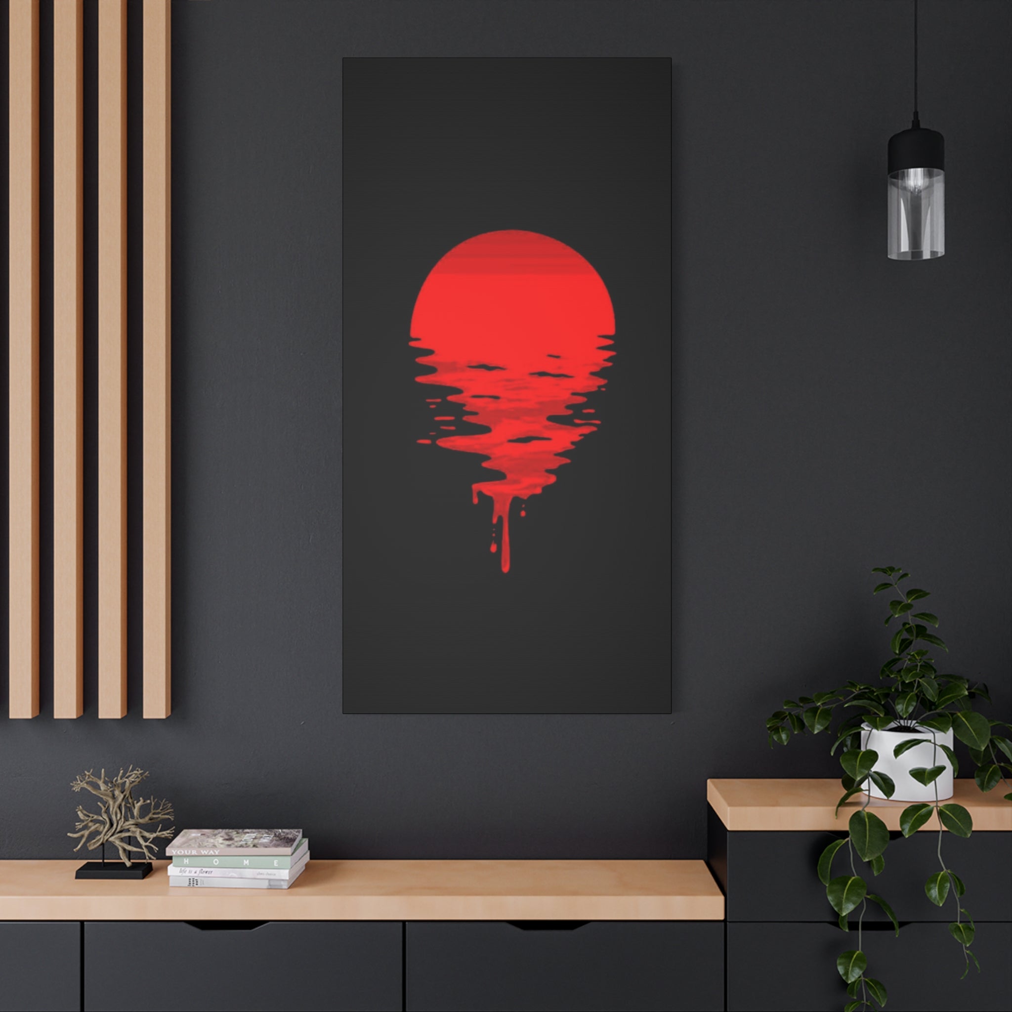 Sunset Canvas Art Print, Modern Wall Decor, Red and Black Home Decor, Abstract Art