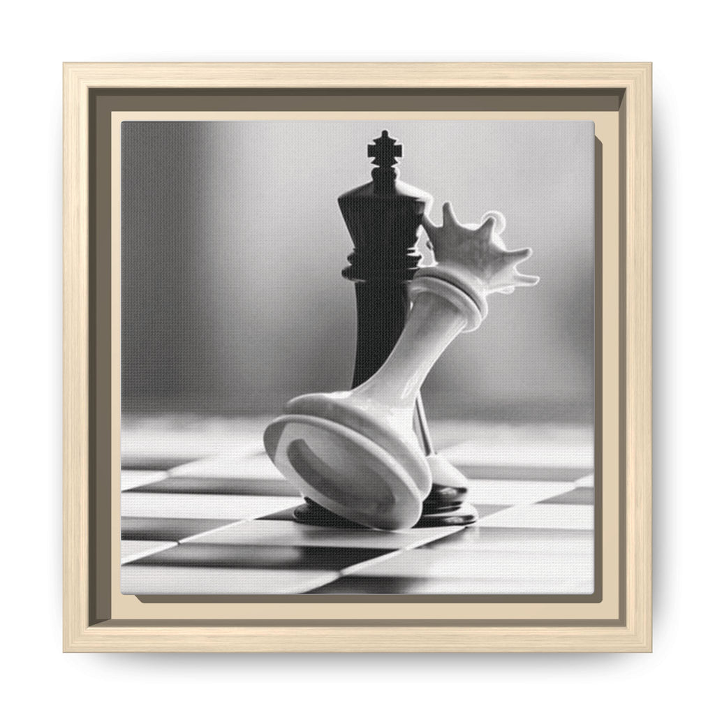 Chess King and Fallen Queen Matte Canvas Framed Wall Art