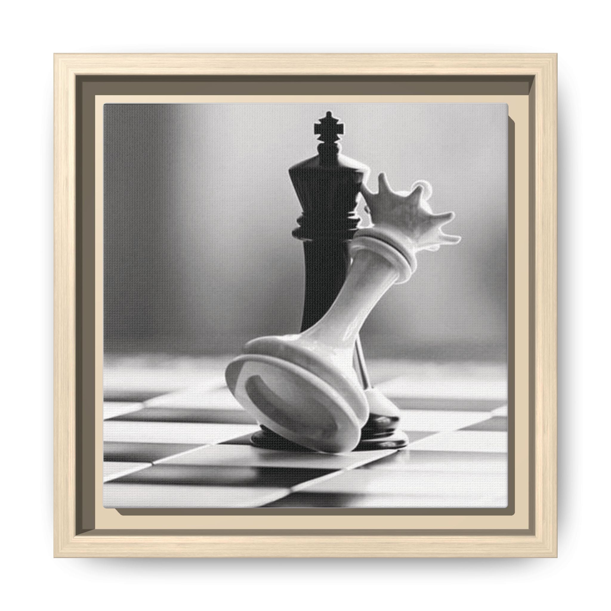 Chess King and Fallen Queen Matte Canvas Framed Wall Art