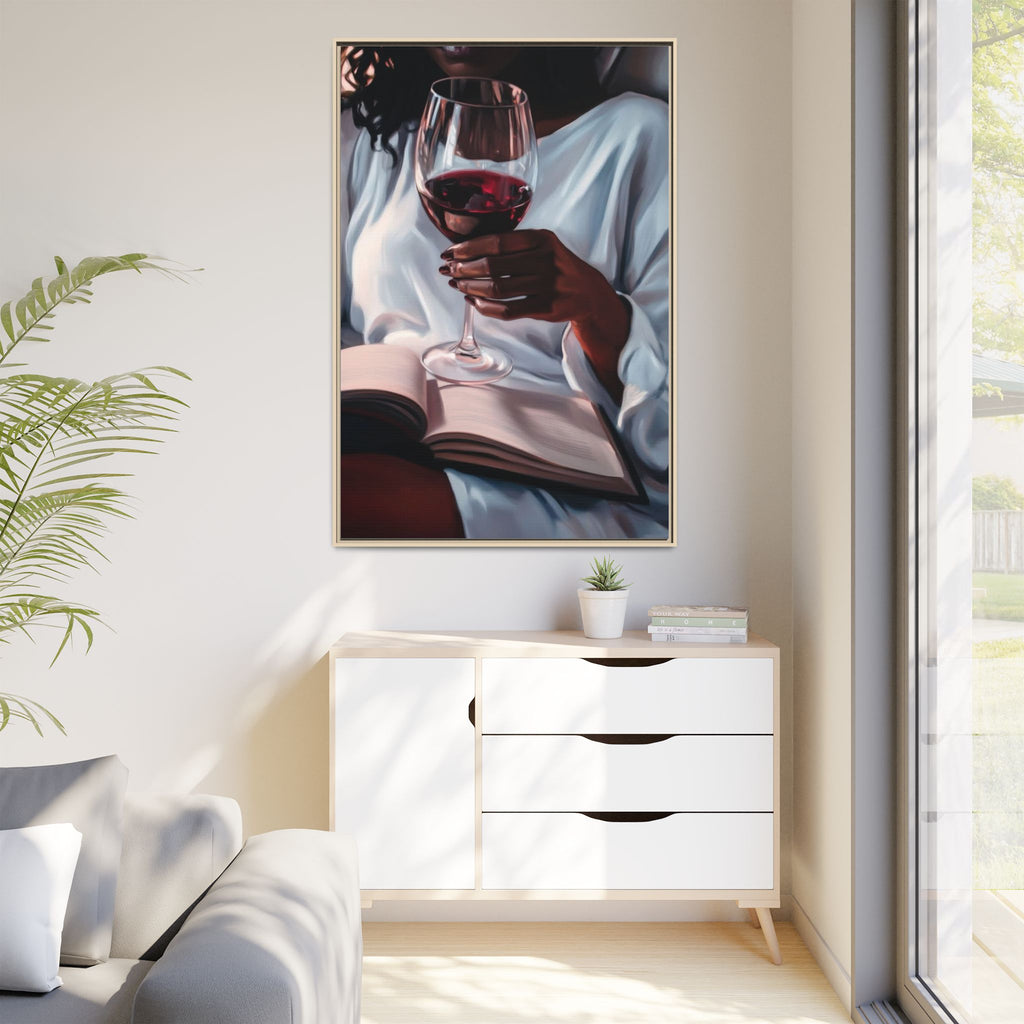Woman Reading with Wine Glass (Cozy Evening Wall Decor)