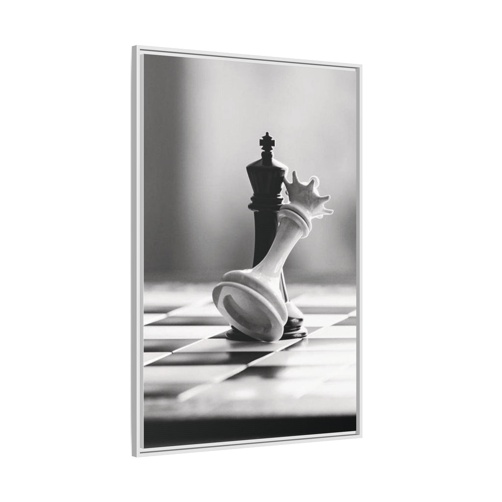 Chess King and Fallen Queen Matte Canvas Framed Wall Art