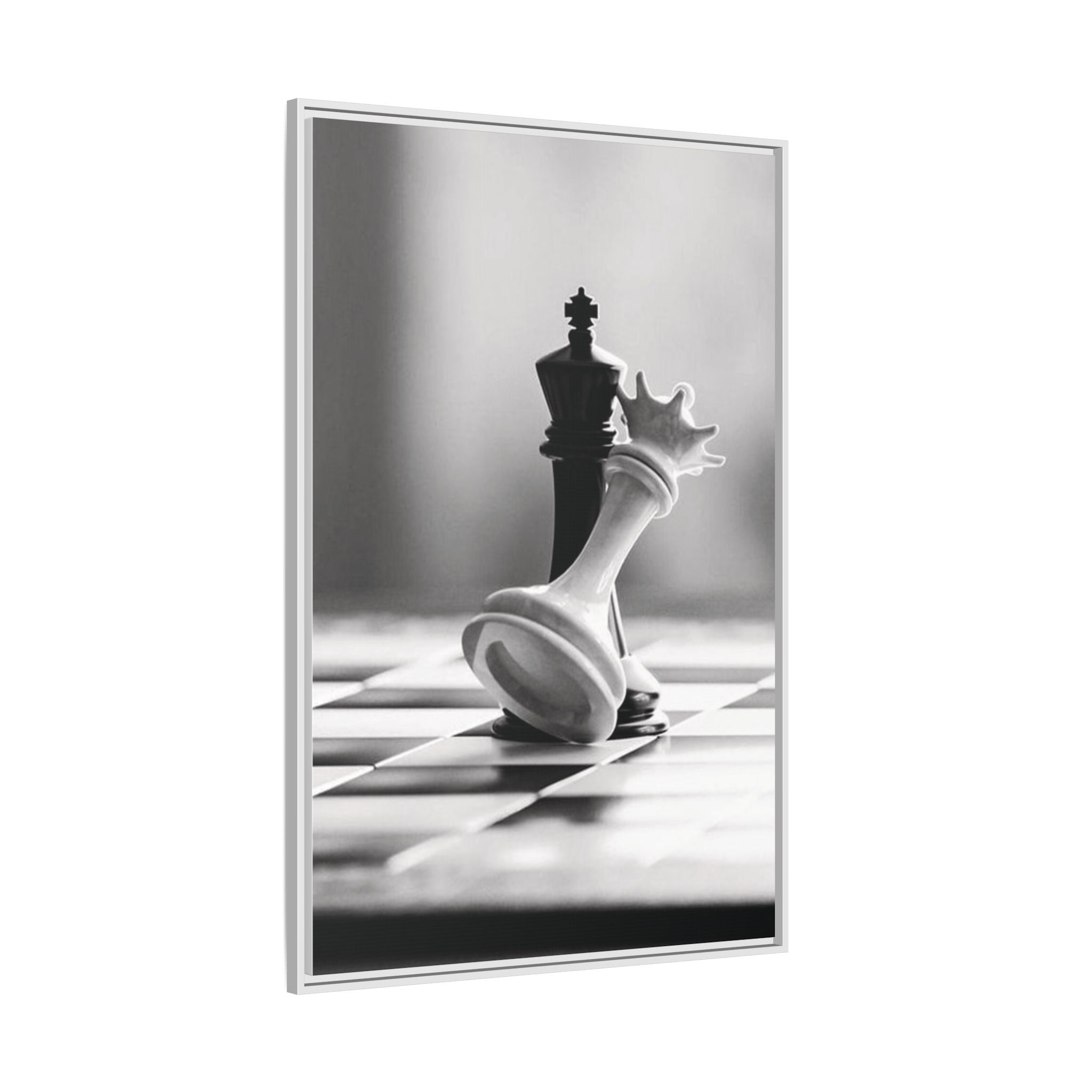 Chess King and Fallen Queen Matte Canvas Framed Wall Art