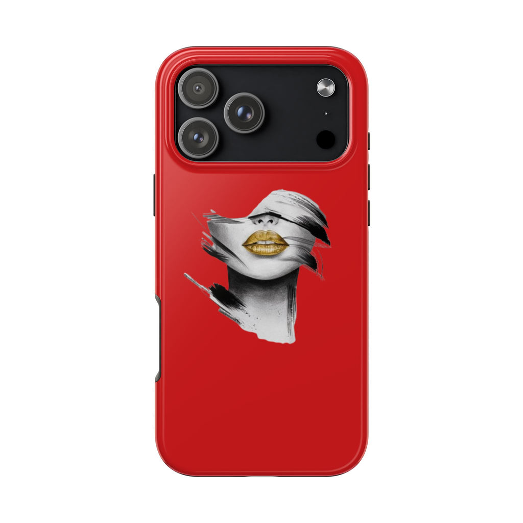 Red Abstract Lips Tough Phone Case — Bold Art Phone Cover for iPhone & Android