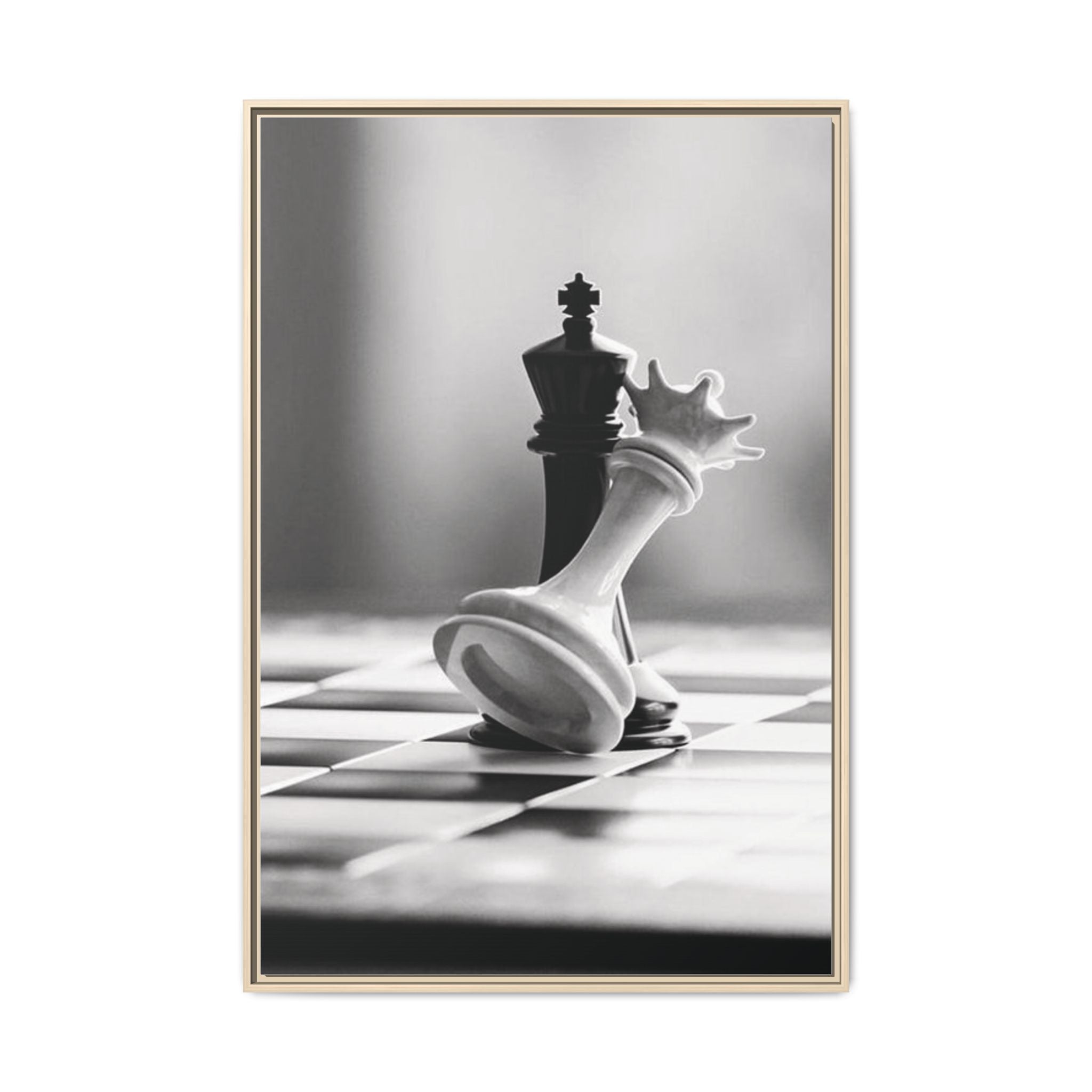 Chess King and Fallen Queen Matte Canvas Framed Wall Art