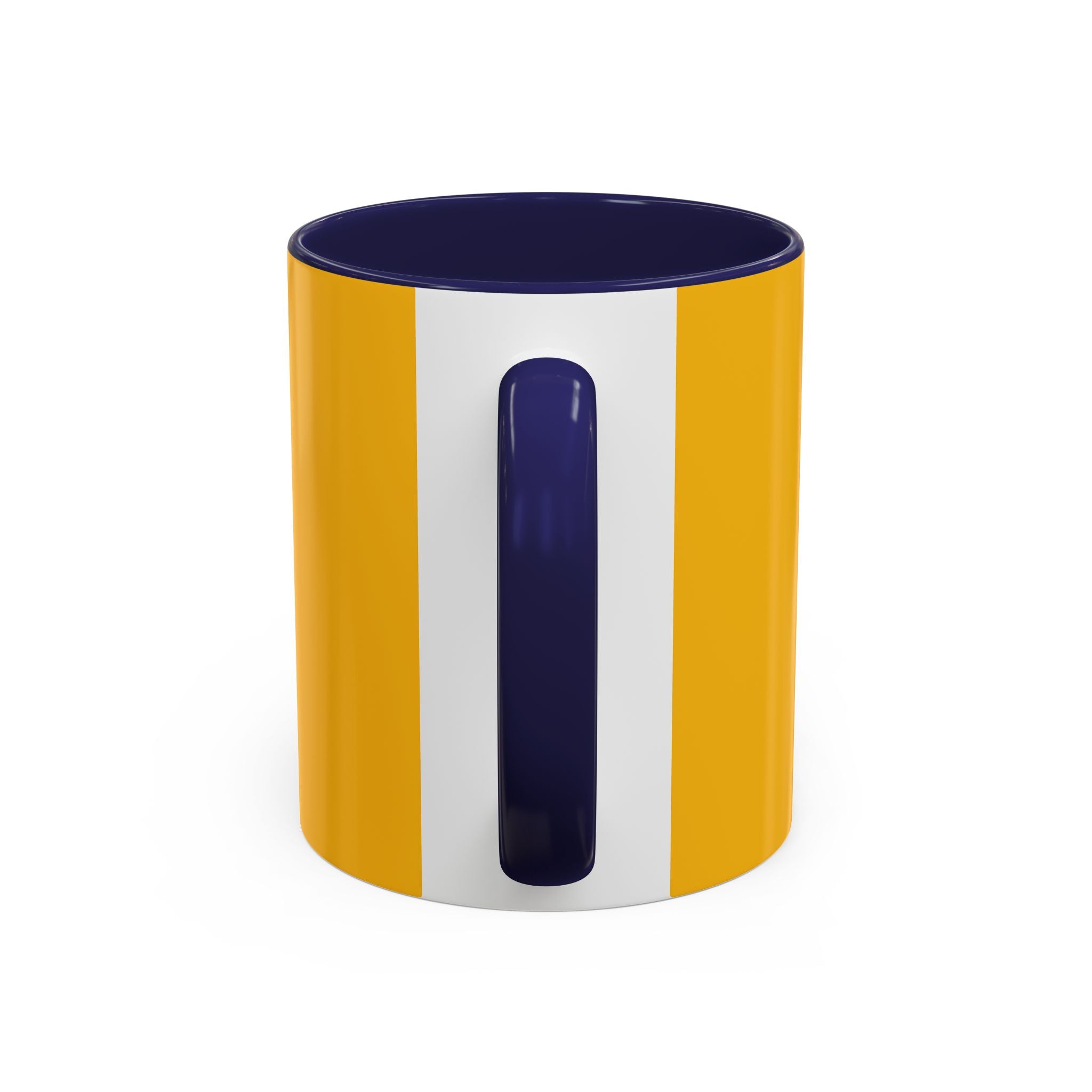 Retro Bold 'k' Accent Coffee Mug — Yellow & Red Graphic Ceramic