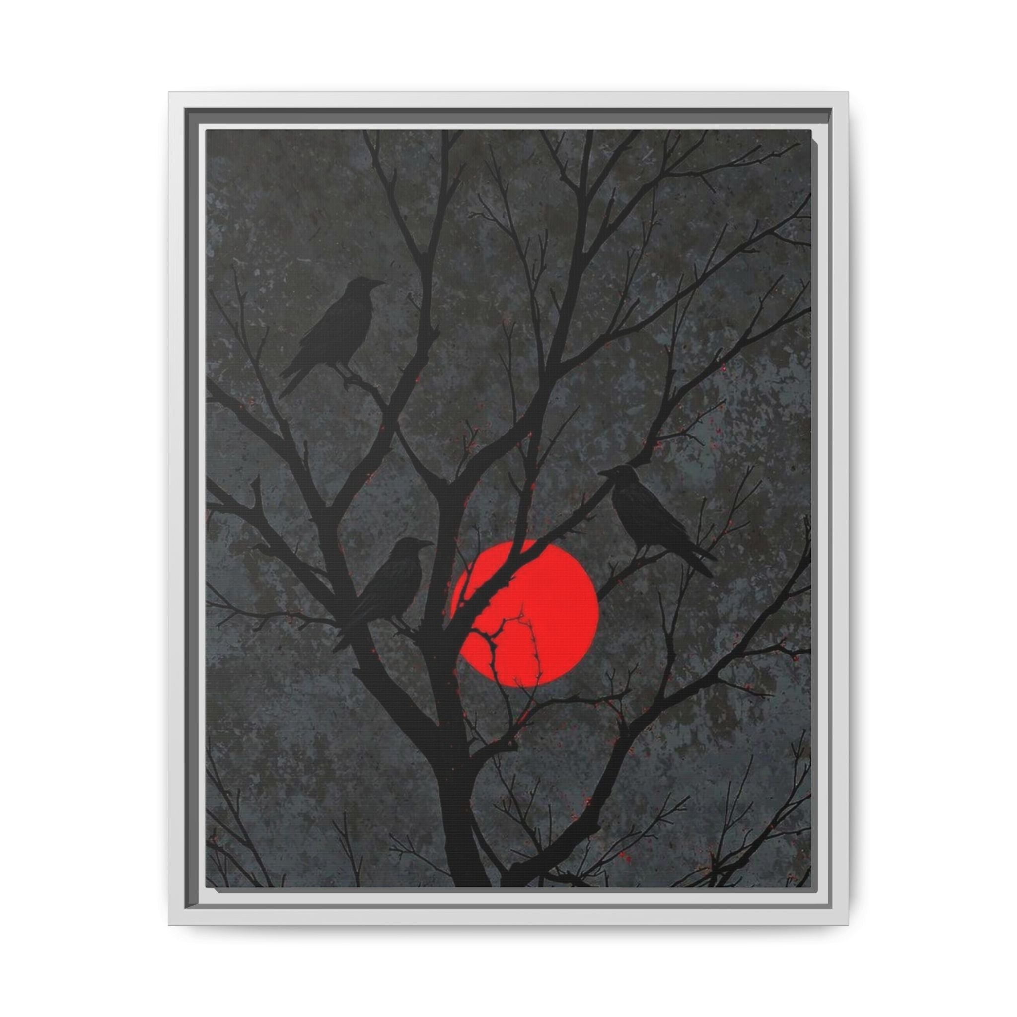 Red Moon Crows Silhouette