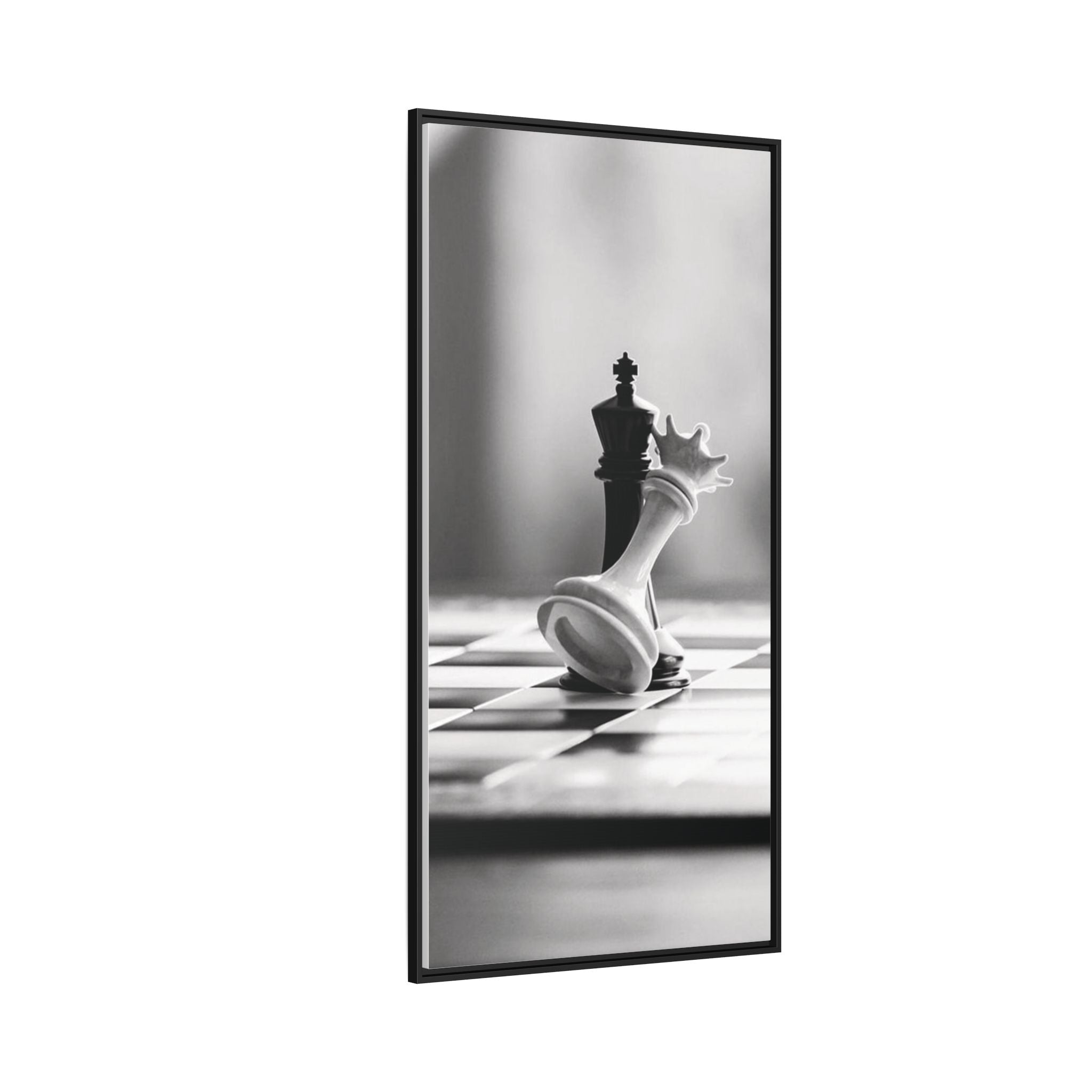Chess King and Fallen Queen Matte Canvas Framed Wall Art