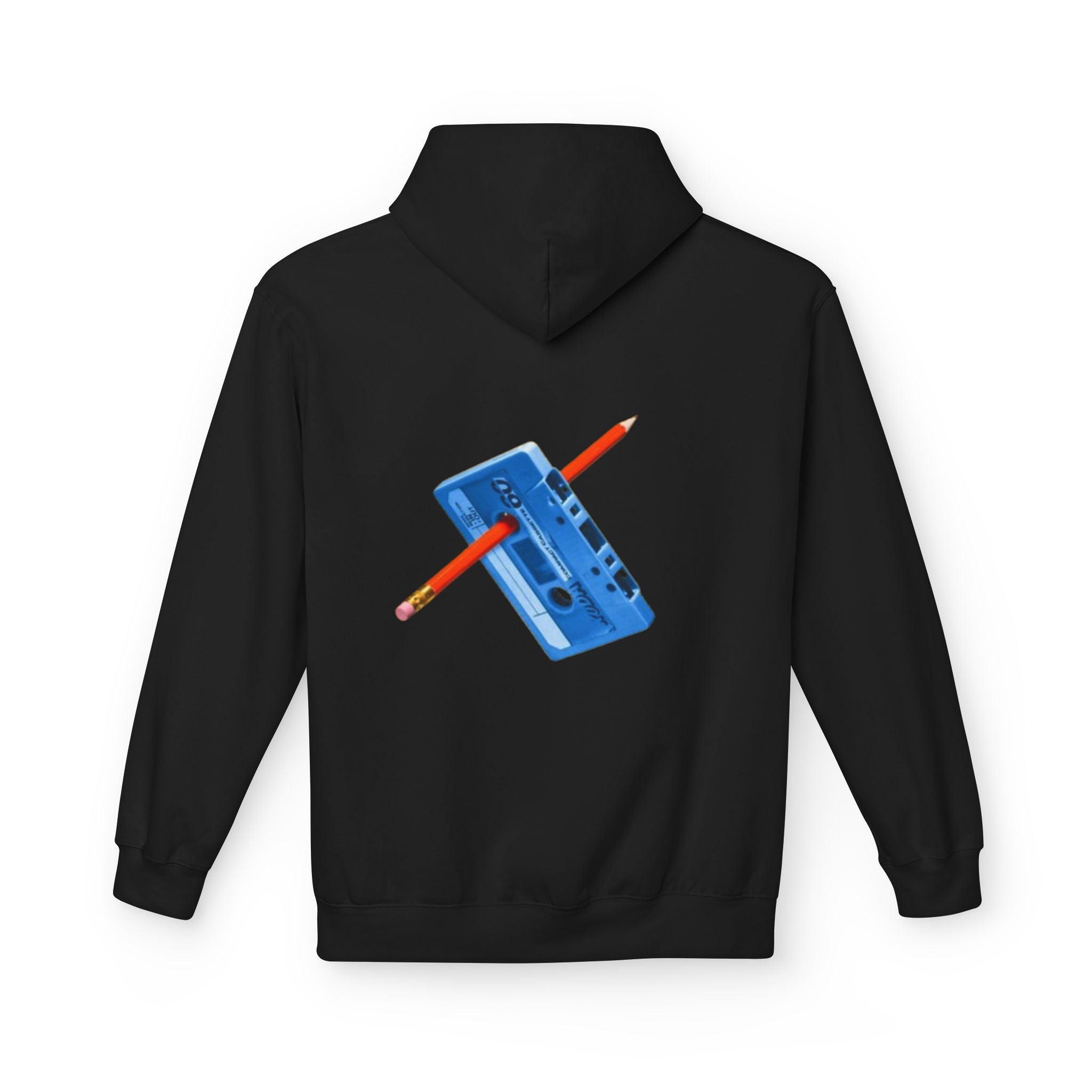 Blue Cassette Tape with Pencil Hoodie | Retro Music 80s 90s
