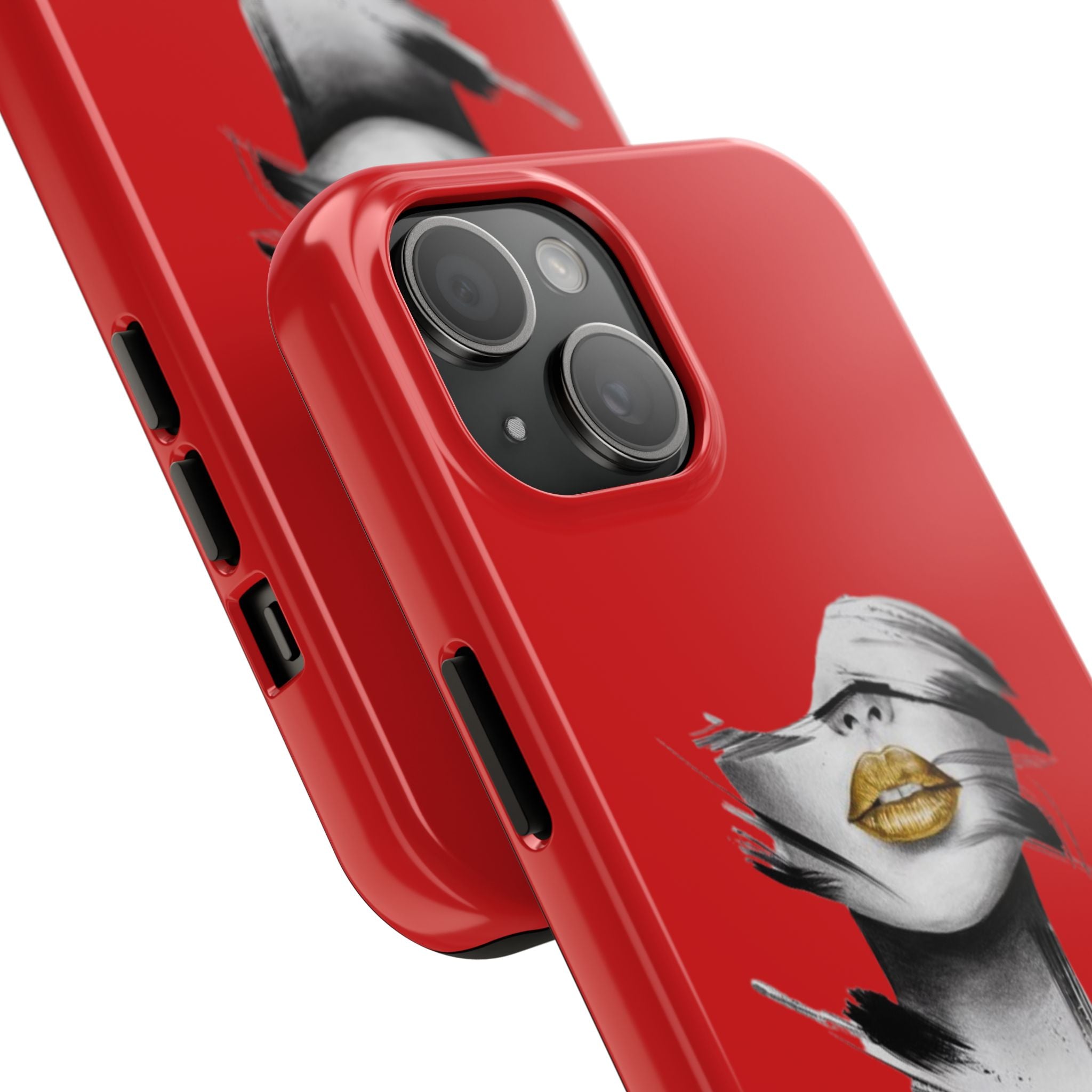 Red Abstract Lips Tough Phone Case — Bold Art Phone Cover for iPhone & Android