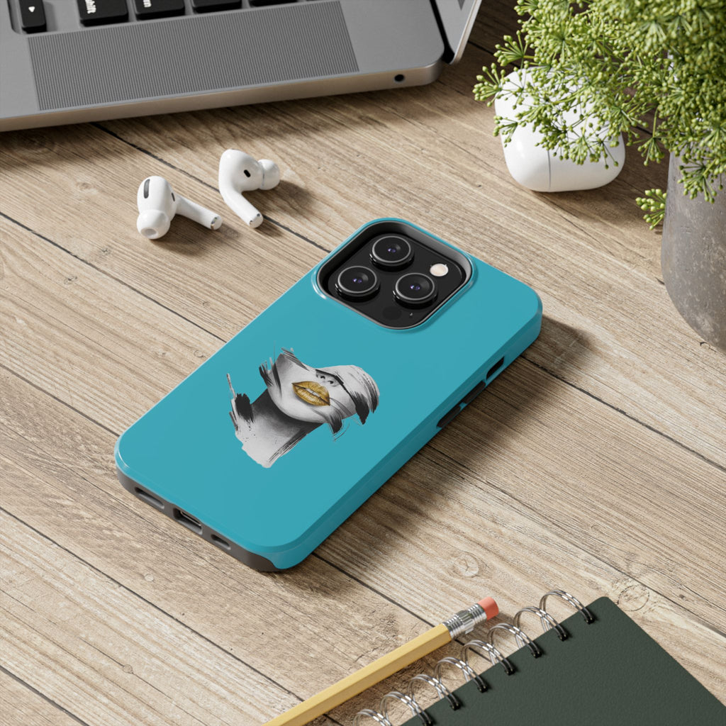 Teal 'Golden Lips' Tough Phone Case