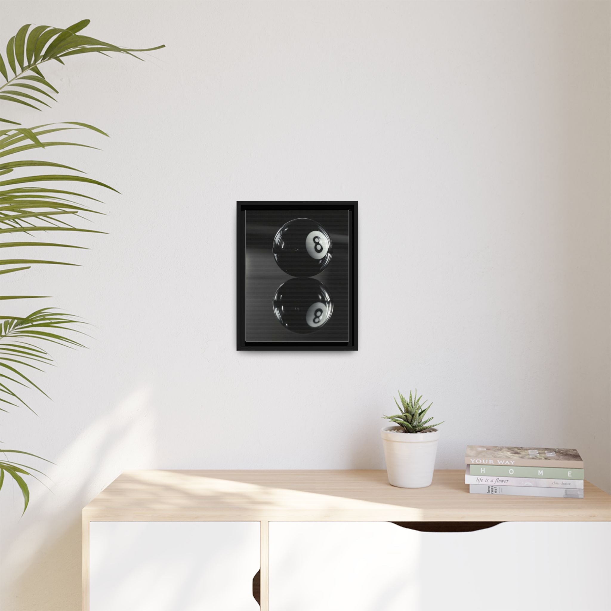 Eight Ball Reflection Matte Framed Canvas Print