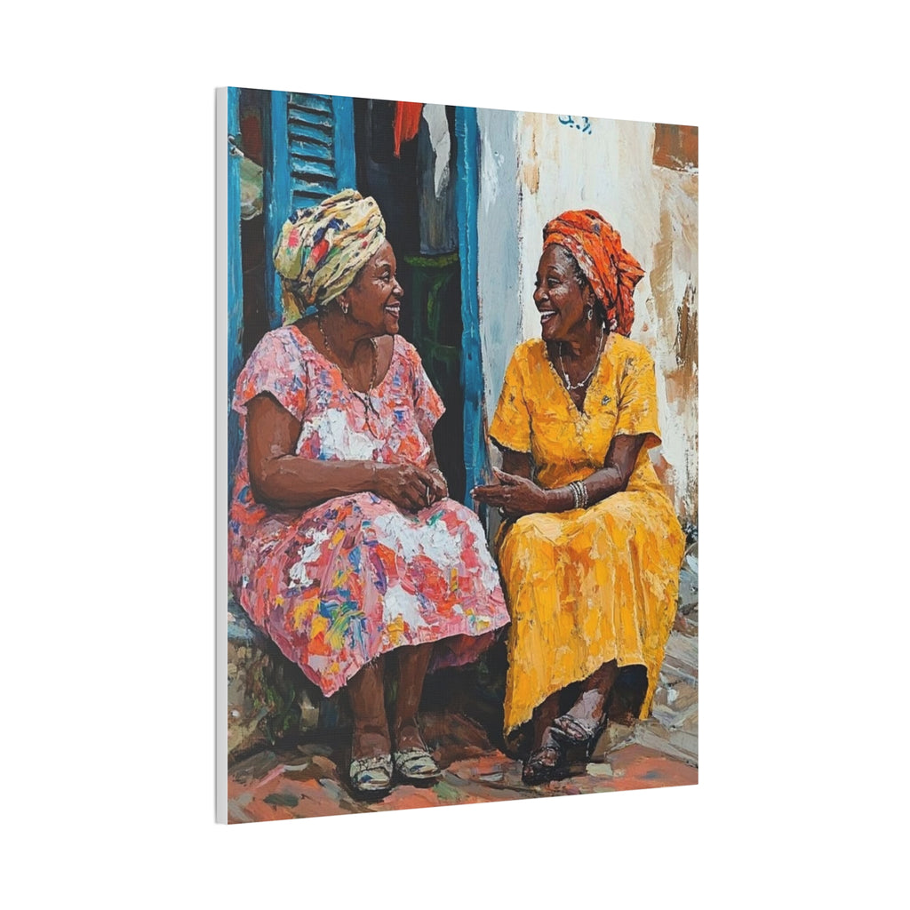 Colorful Conversation — Stretched Canvas Wall Art (Two Women Painting)
