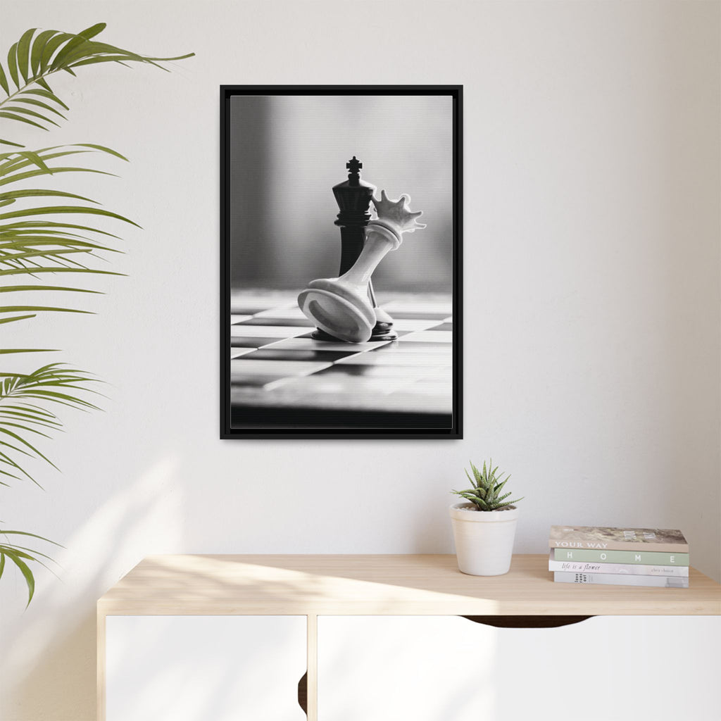 Chess King and Fallen Queen Matte Canvas Framed Wall Art