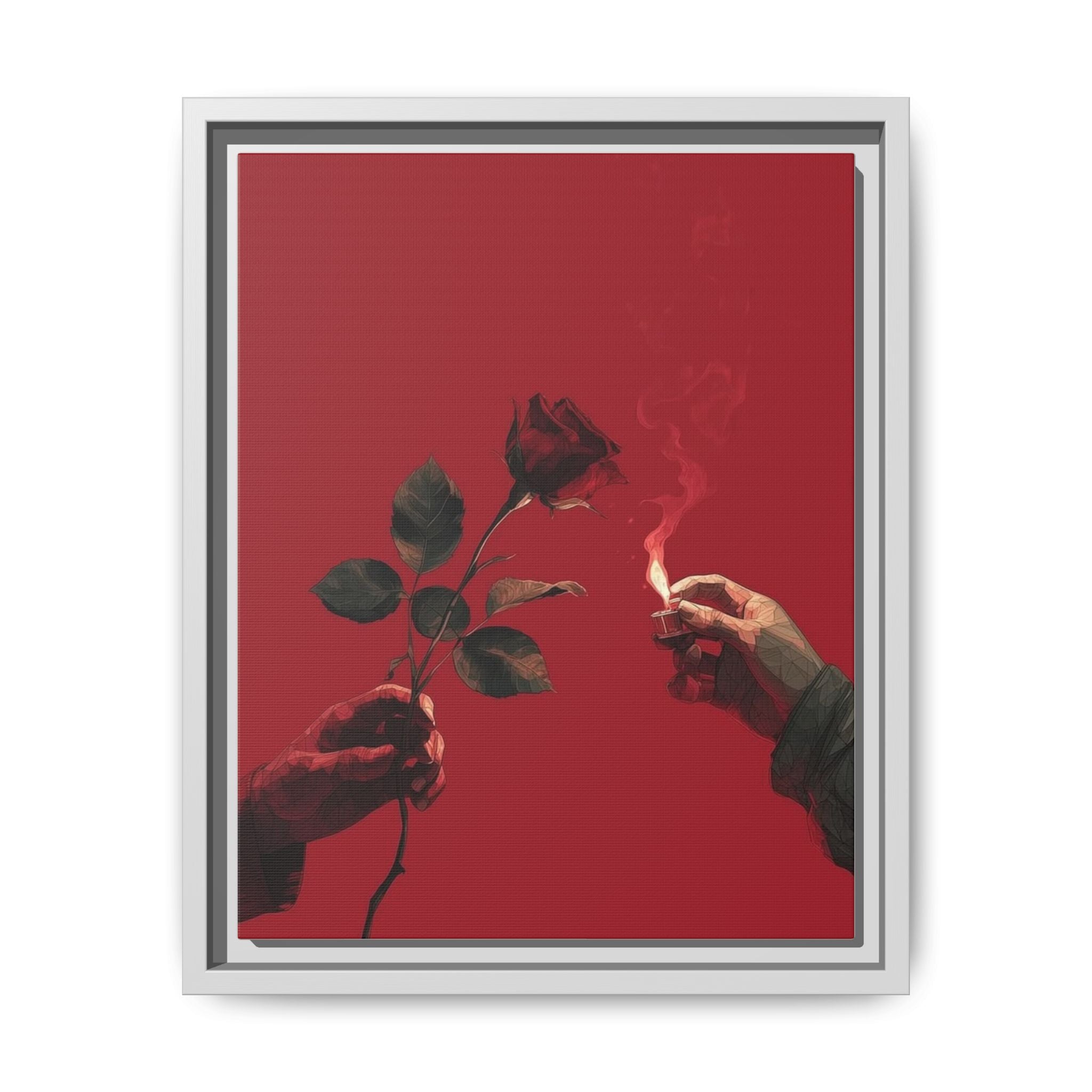 Red Rose & Lighter Minimalist Wall Print