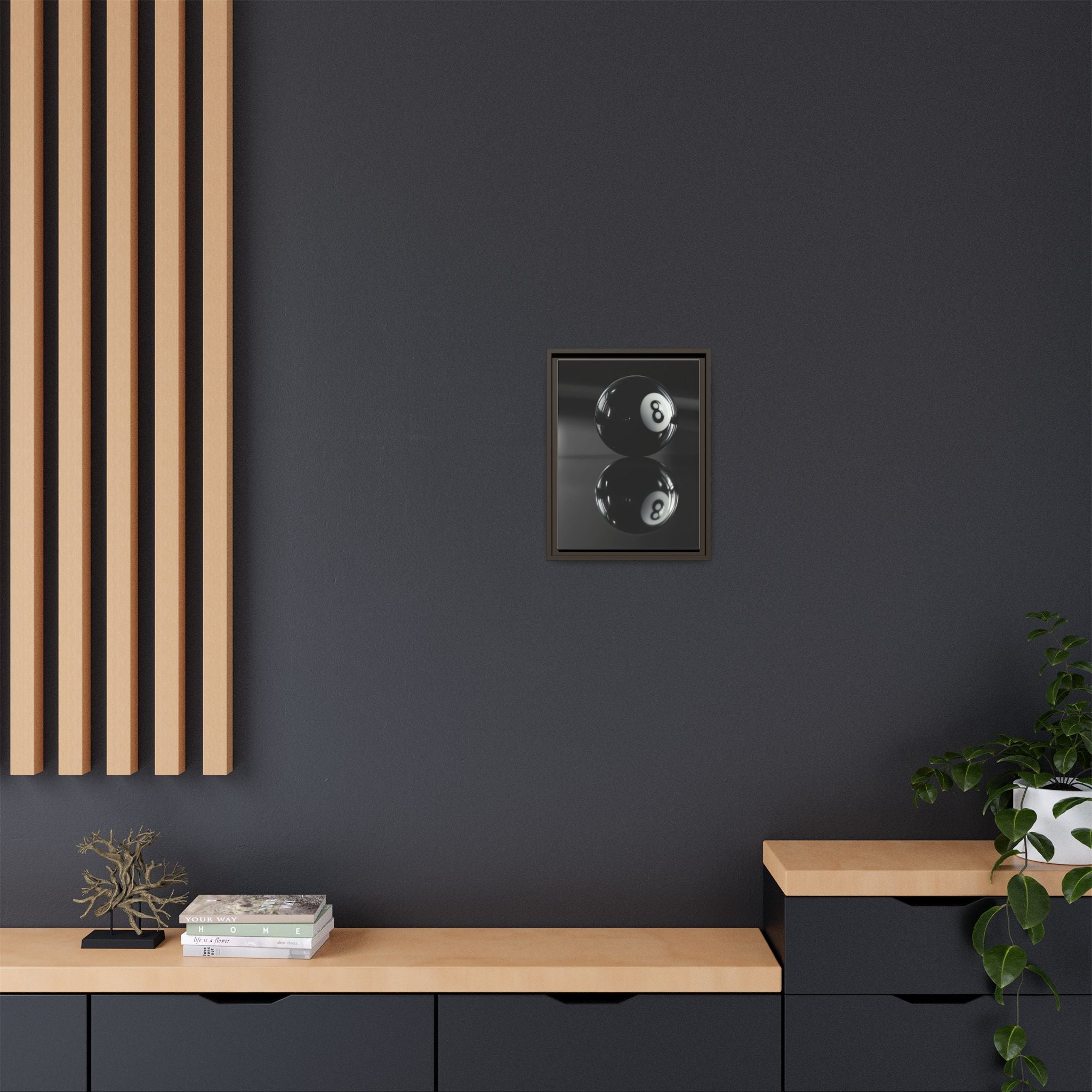 Eight Ball Reflection Matte Framed Canvas Print