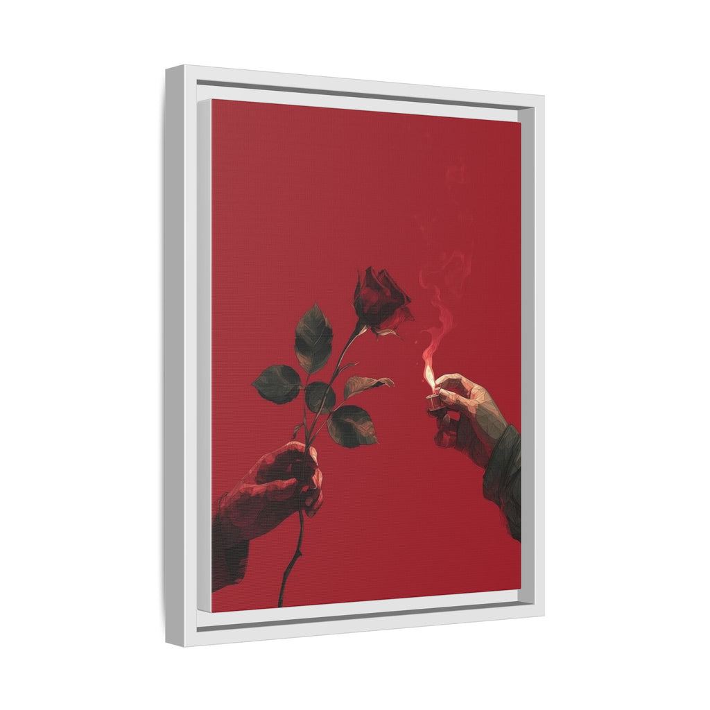 Red Rose & Lighter Minimalist Wall Print
