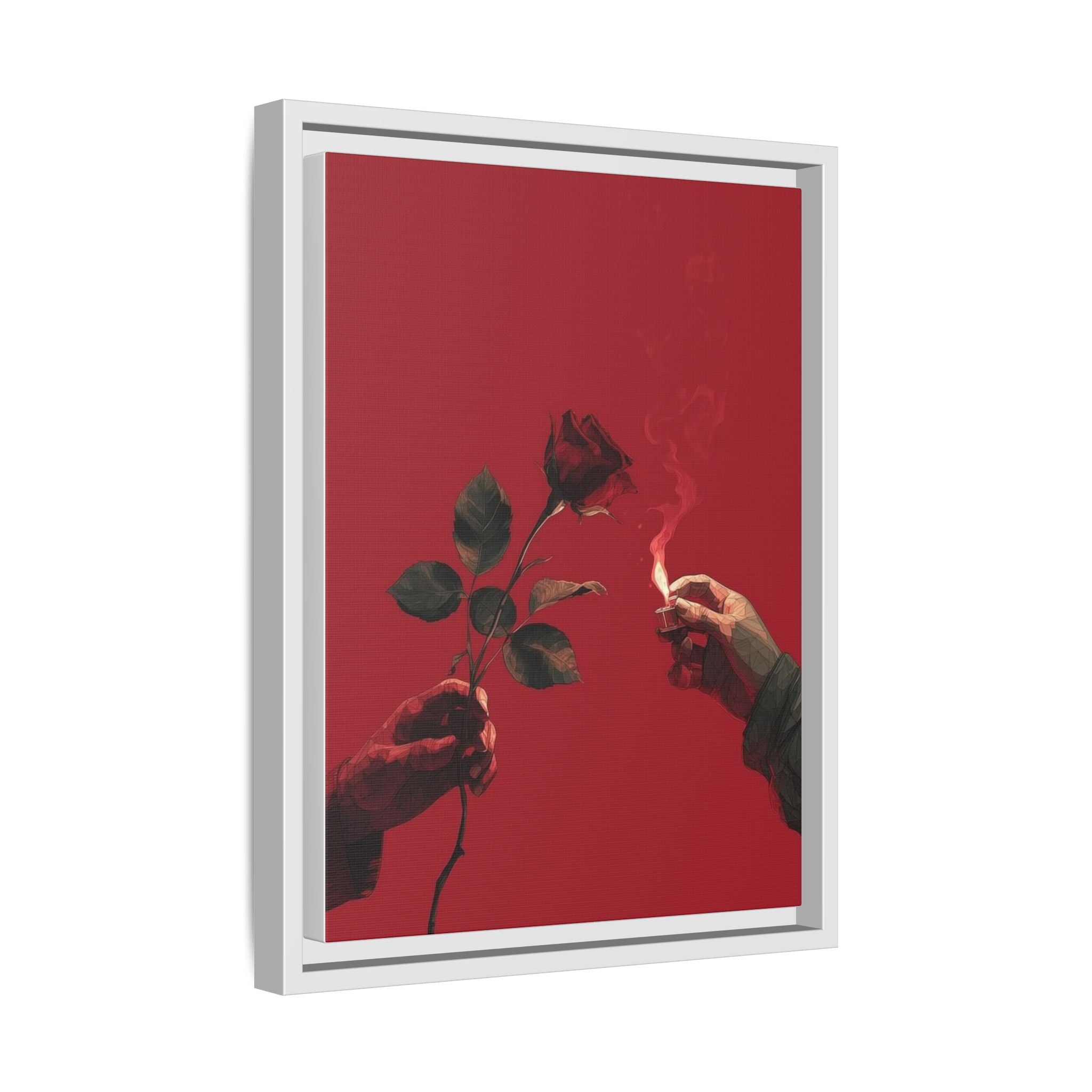 Red Rose & Lighter Minimalist Wall Print