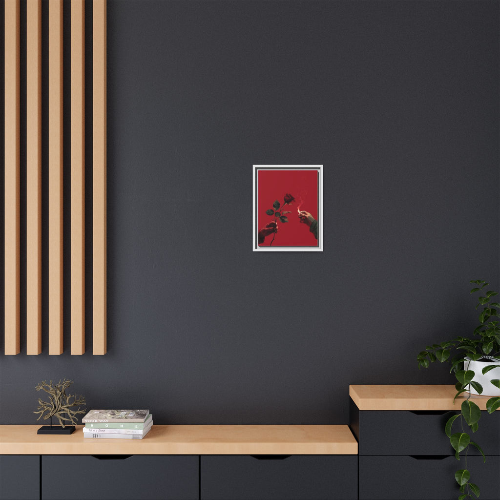 Red Rose & Lighter Minimalist Wall Print