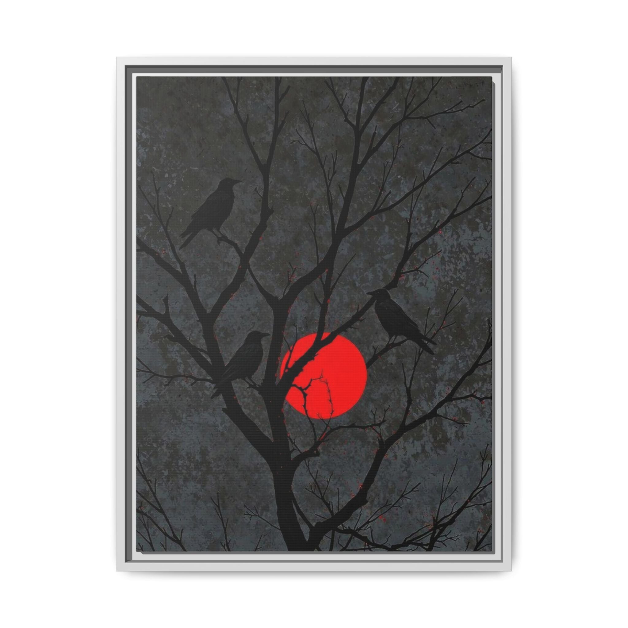 Red Moon Crows Silhouette