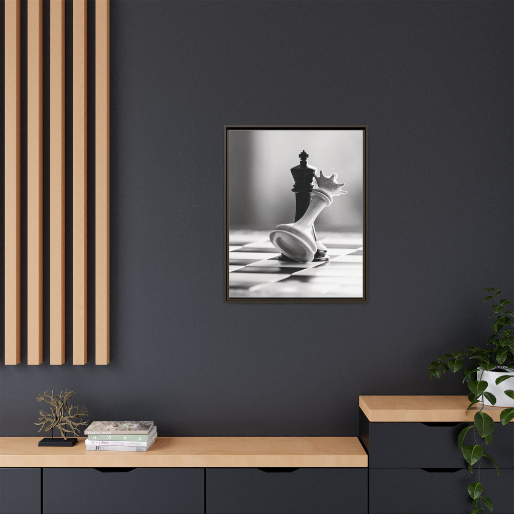 Chess King and Fallen Queen Matte Canvas Framed Wall Art