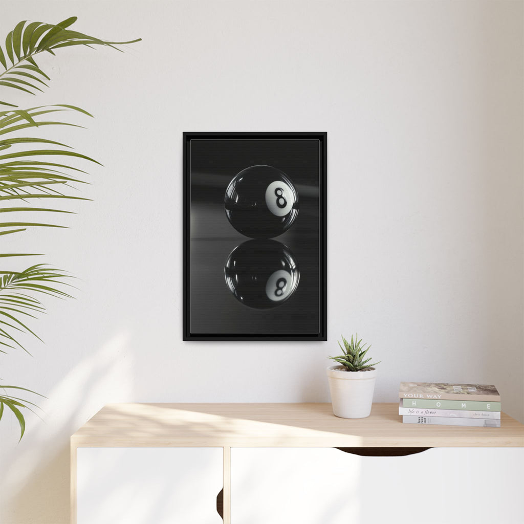Eight Ball Reflection Matte Framed Canvas Print