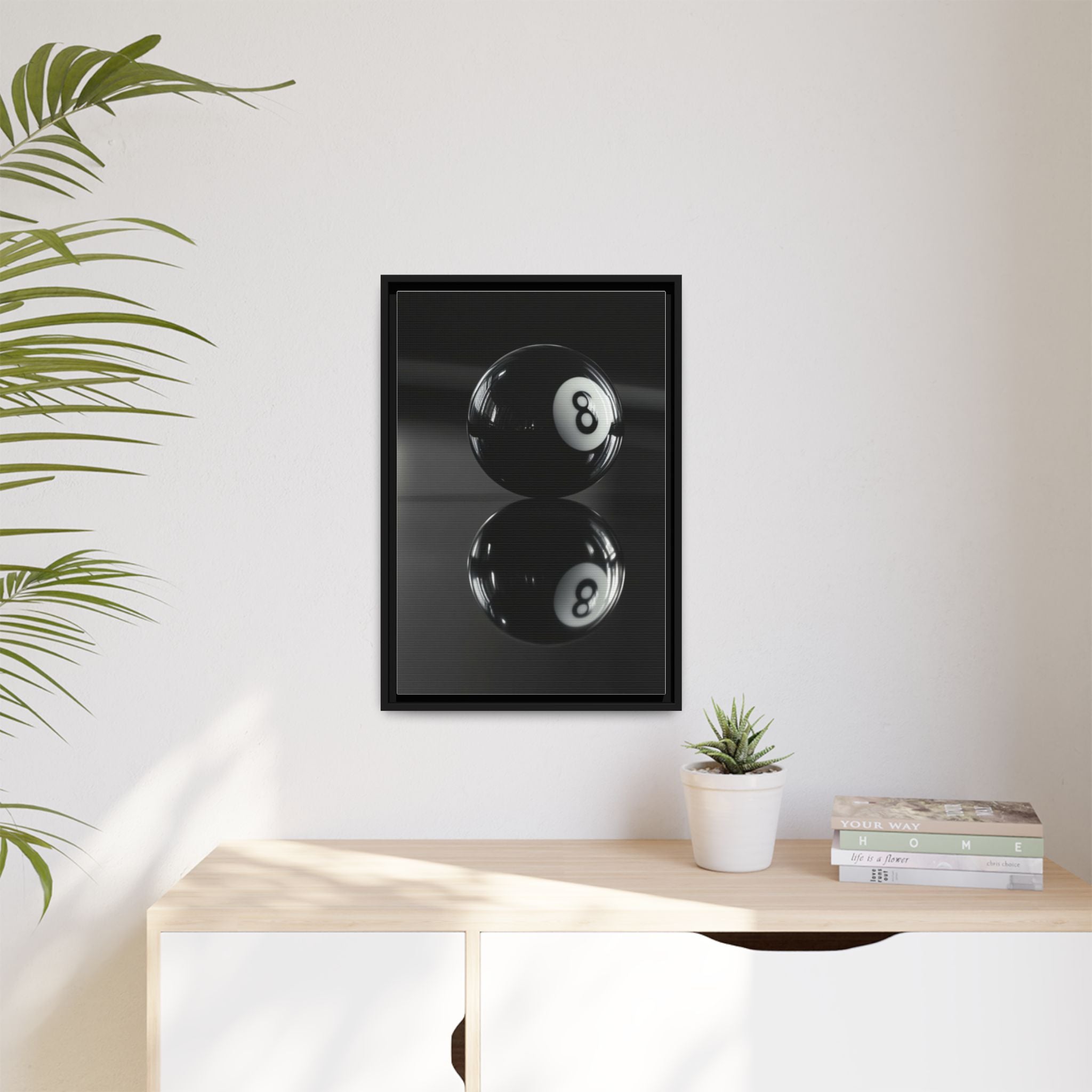 Eight Ball Reflection Matte Framed Canvas Print