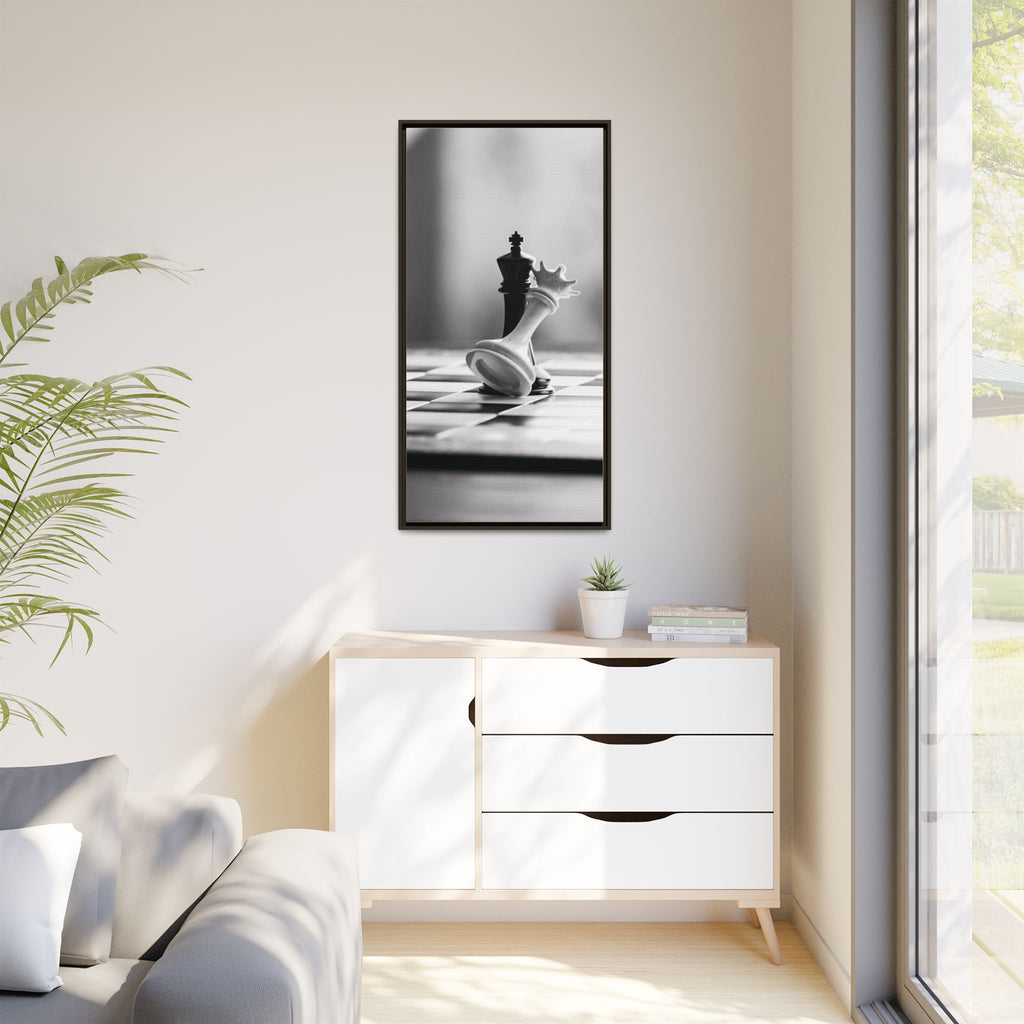 Chess King and Fallen Queen Matte Canvas Framed Wall Art