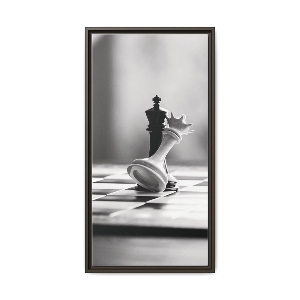Chess King and Fallen Queen Matte Canvas Framed Wall Art