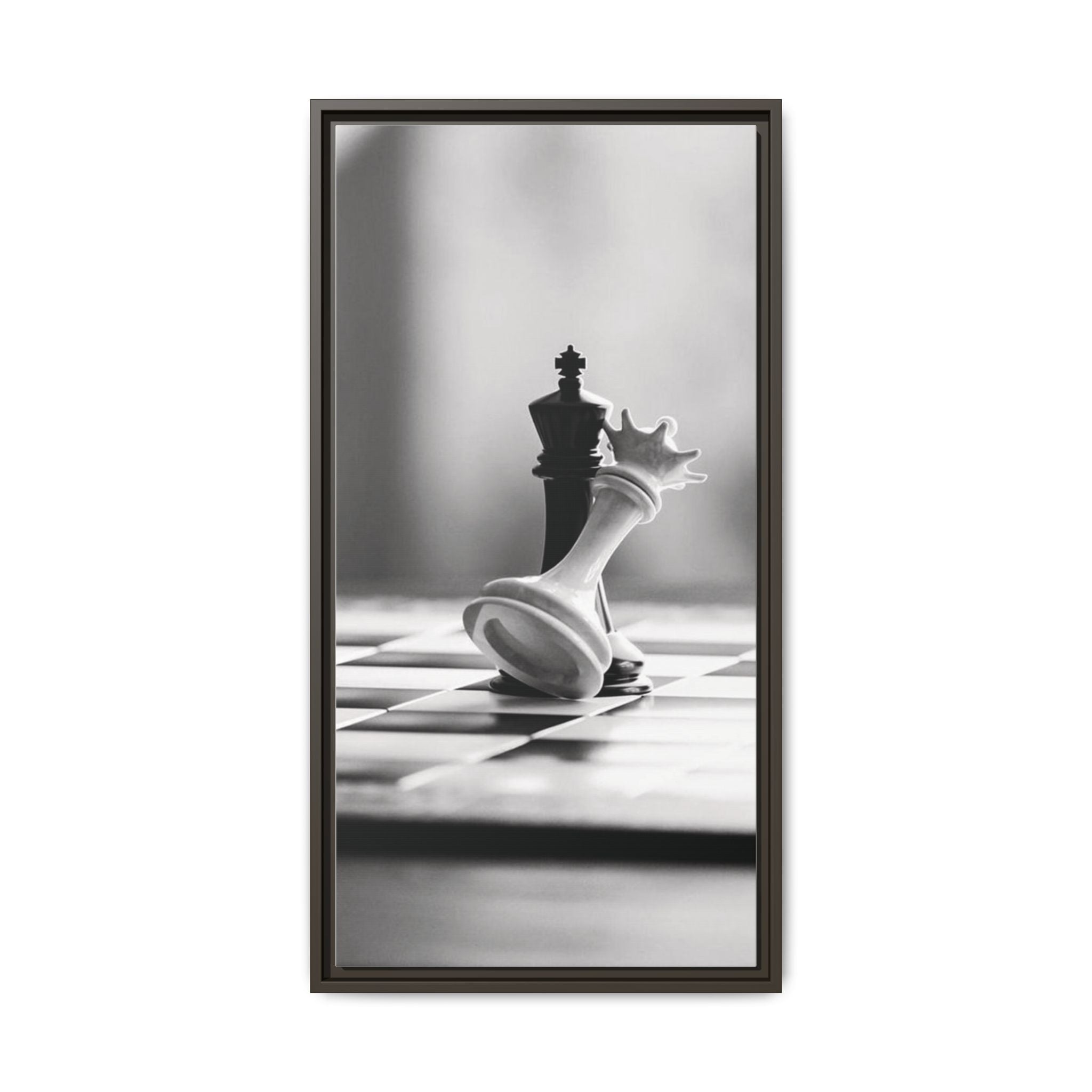 Chess King and Fallen Queen Matte Canvas Framed Wall Art